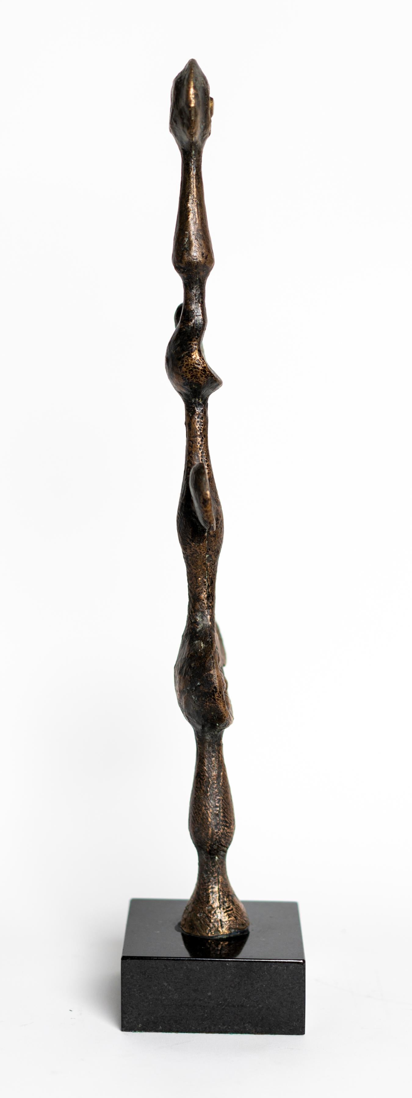 Patinated bronze abstract sculpture by Victor Tolgesy monogramed: 