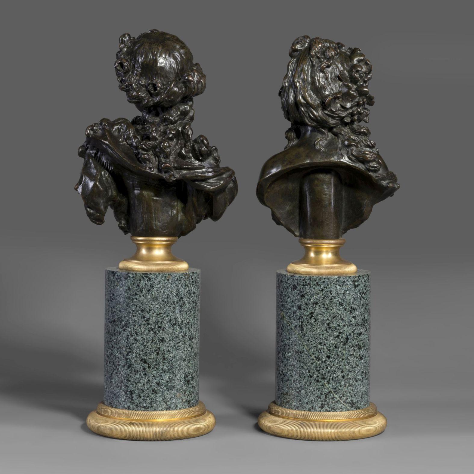 19th Century Patinated Bronze Allegorical Busts of Autumn and Summer By Pierre-Louis Détrier For Sale