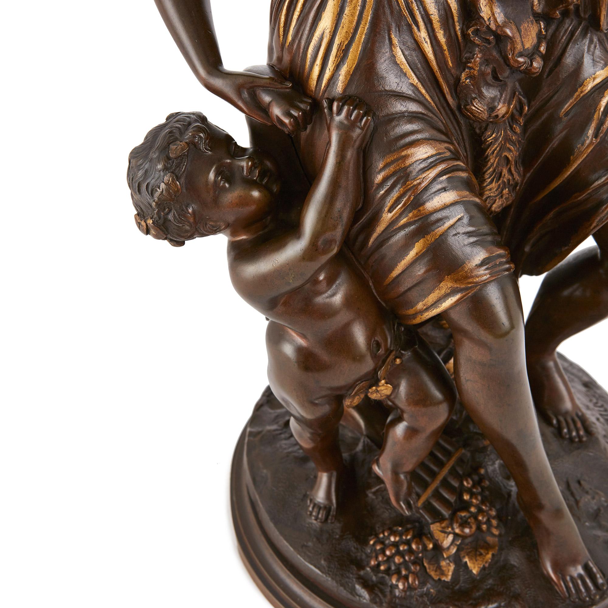 Klassische Skulptur aus patinierter Bronze und Paketvergoldung von Levêque (Französisch) im Angebot