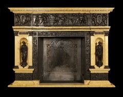 Patinated Bronze and Sienna Marble Fireplace of Palatial Proportions, circa 1850