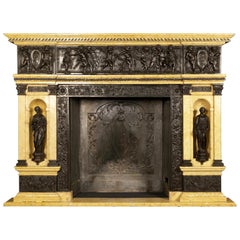 Patinated Bronze and Sienna Marble Fireplace of Palatial Proportions, circa 1850