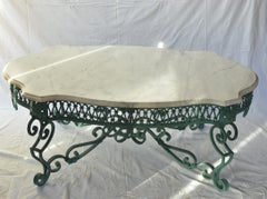 Patinated Bronze and White Marble Vintage Cocktail Table