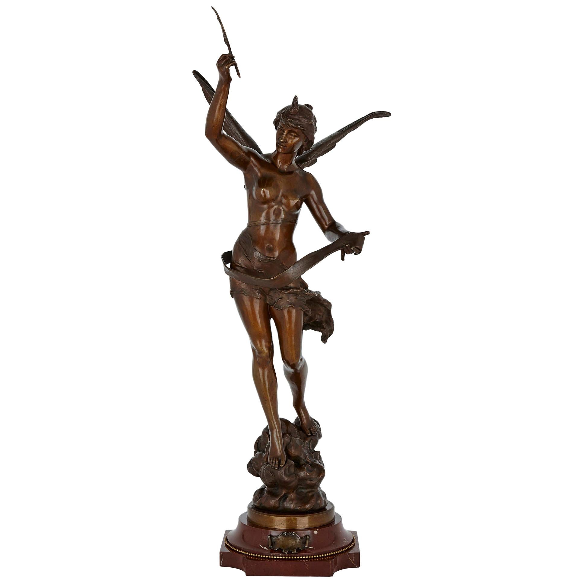 Patinated Bronze Angel by Ferrand For Sale