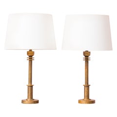 Patinated Bronze Art Deco Table Lamps – Bauhaus Inspiration – France 1930's