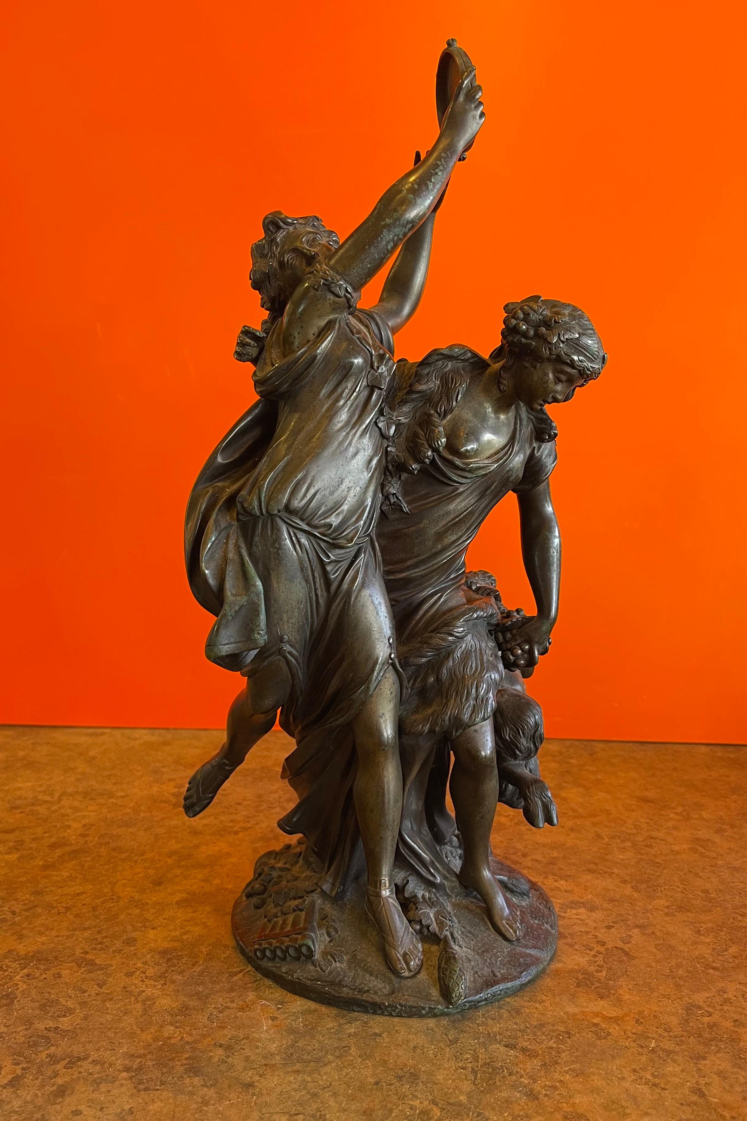 Rococo Bronze patiné Bacchanalia d'après Claude Michel Clodion en vente