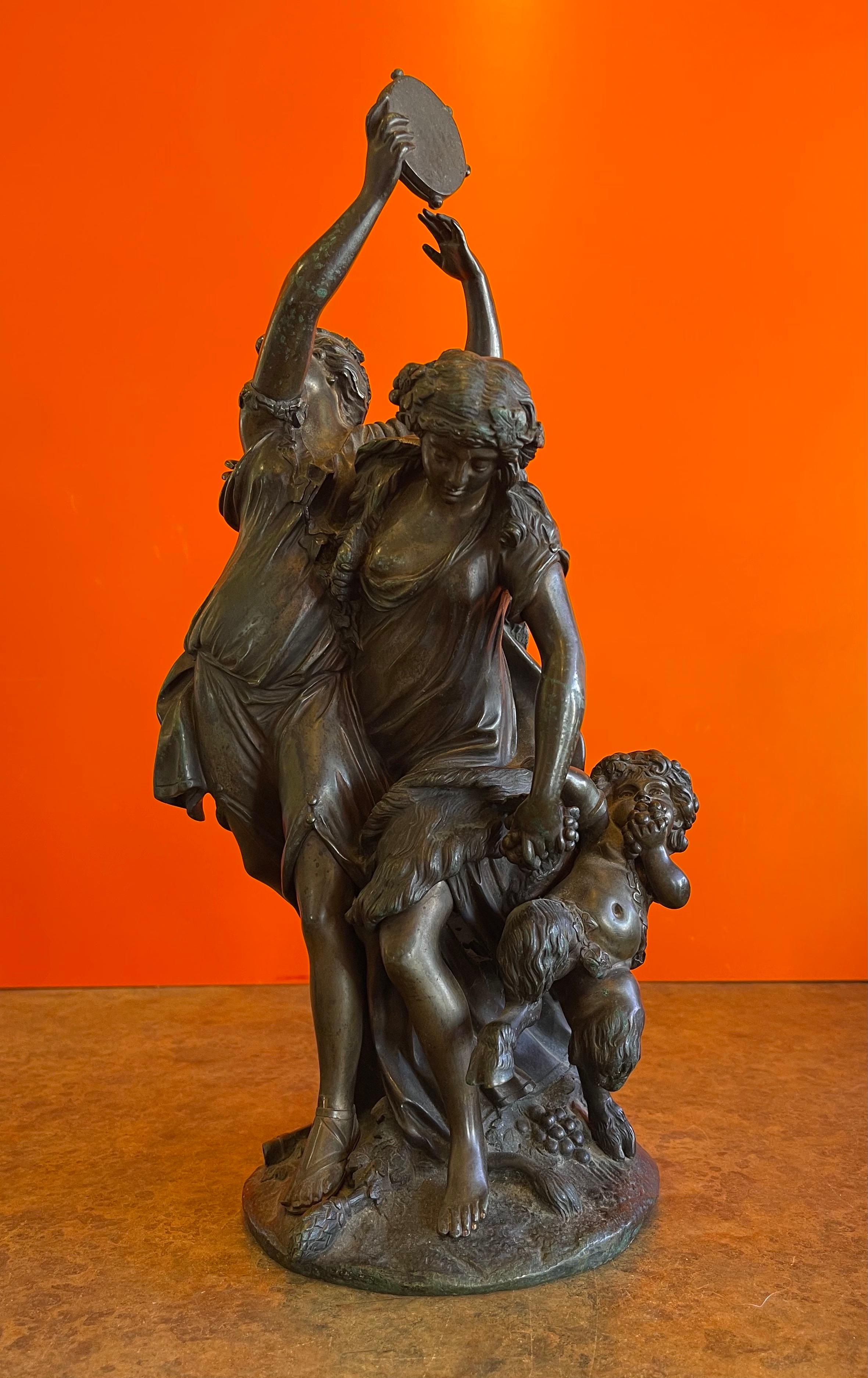 XIXe siècle Bronze patiné Bacchanalia d'après Claude Michel Clodion en vente