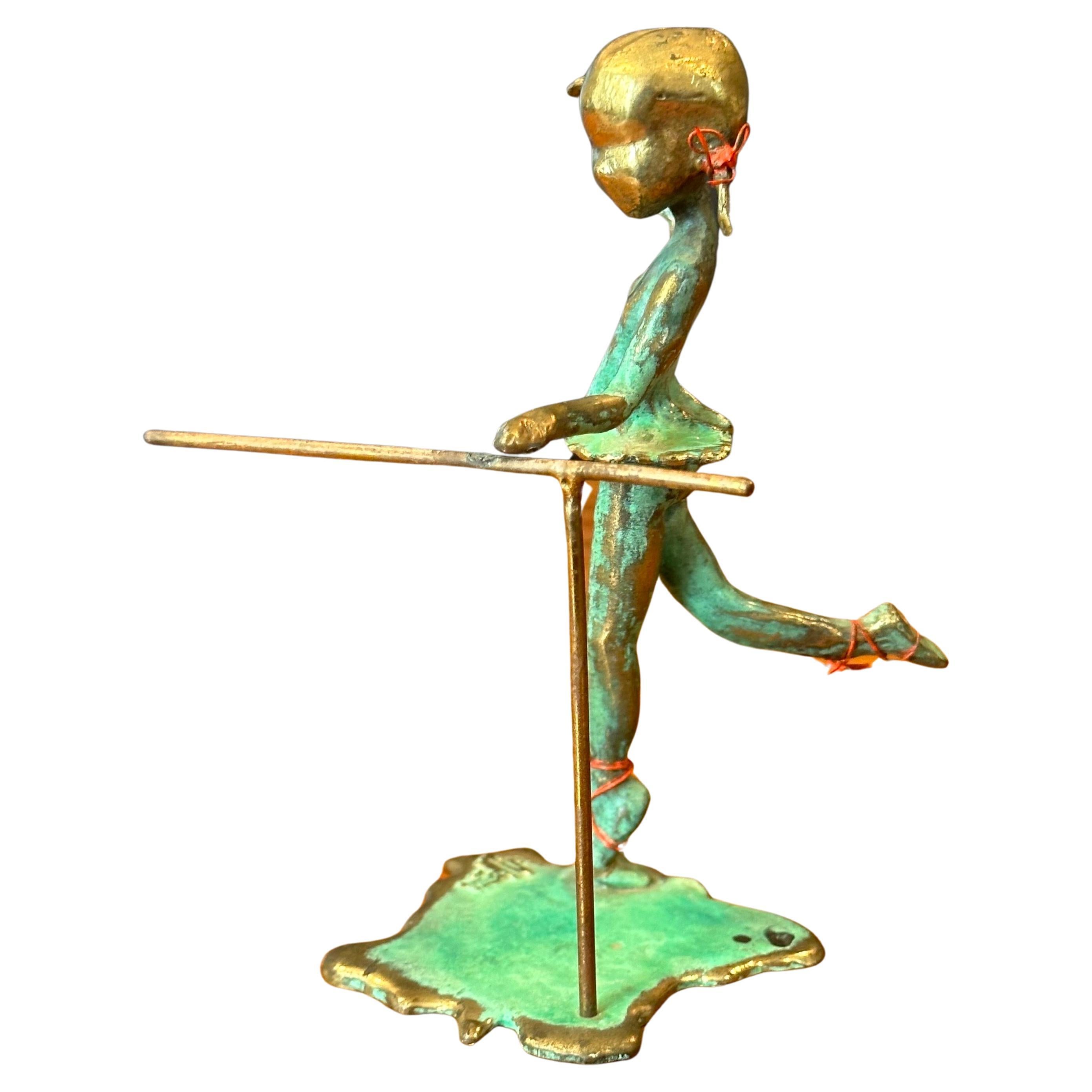 Mid-Century Modern Patinated Bronze Ballerina Sculpture by Malcolm Moran For Sale