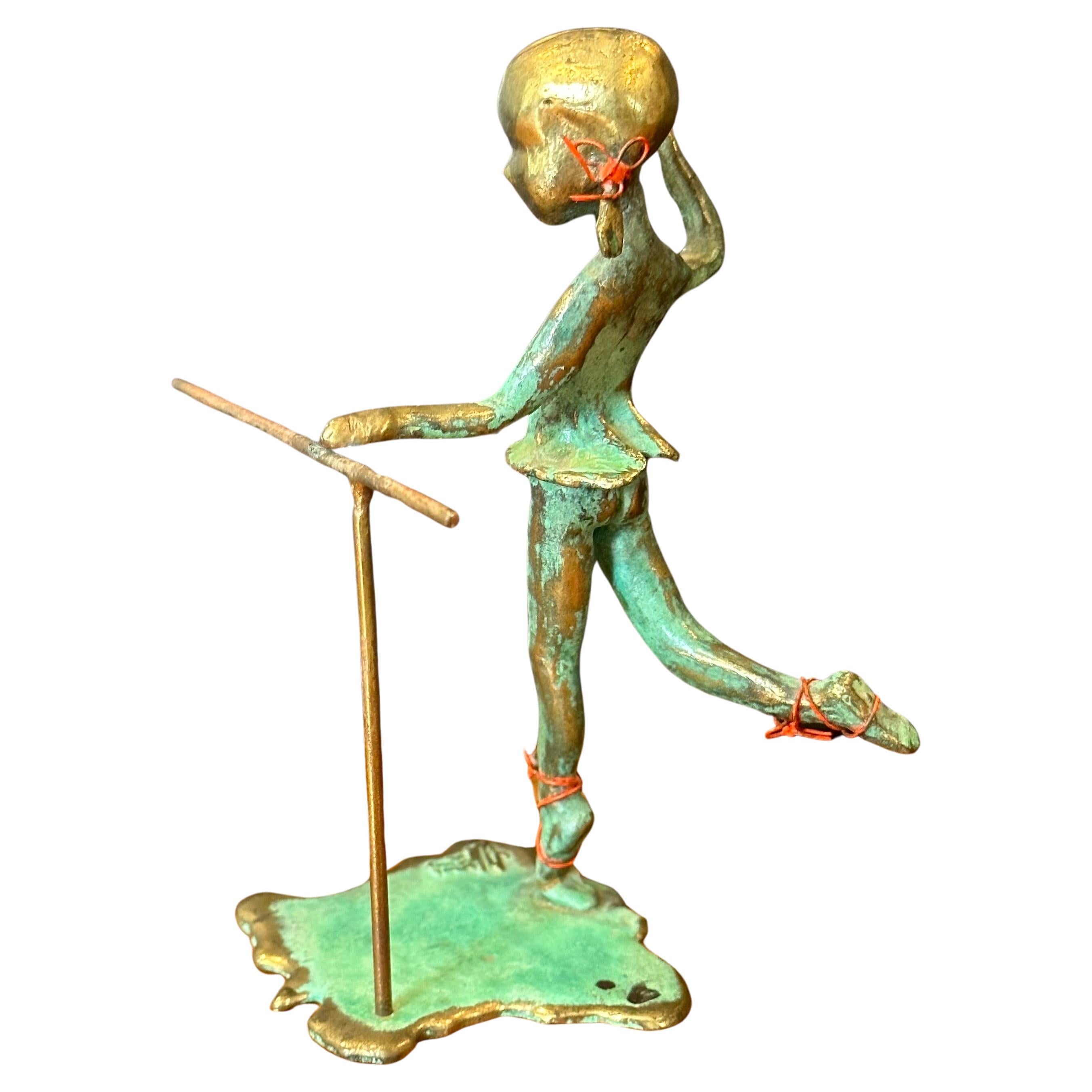 Mid-Century Modern Patinated Bronze Ballerina Sculpture by Malcolm Moran For Sale