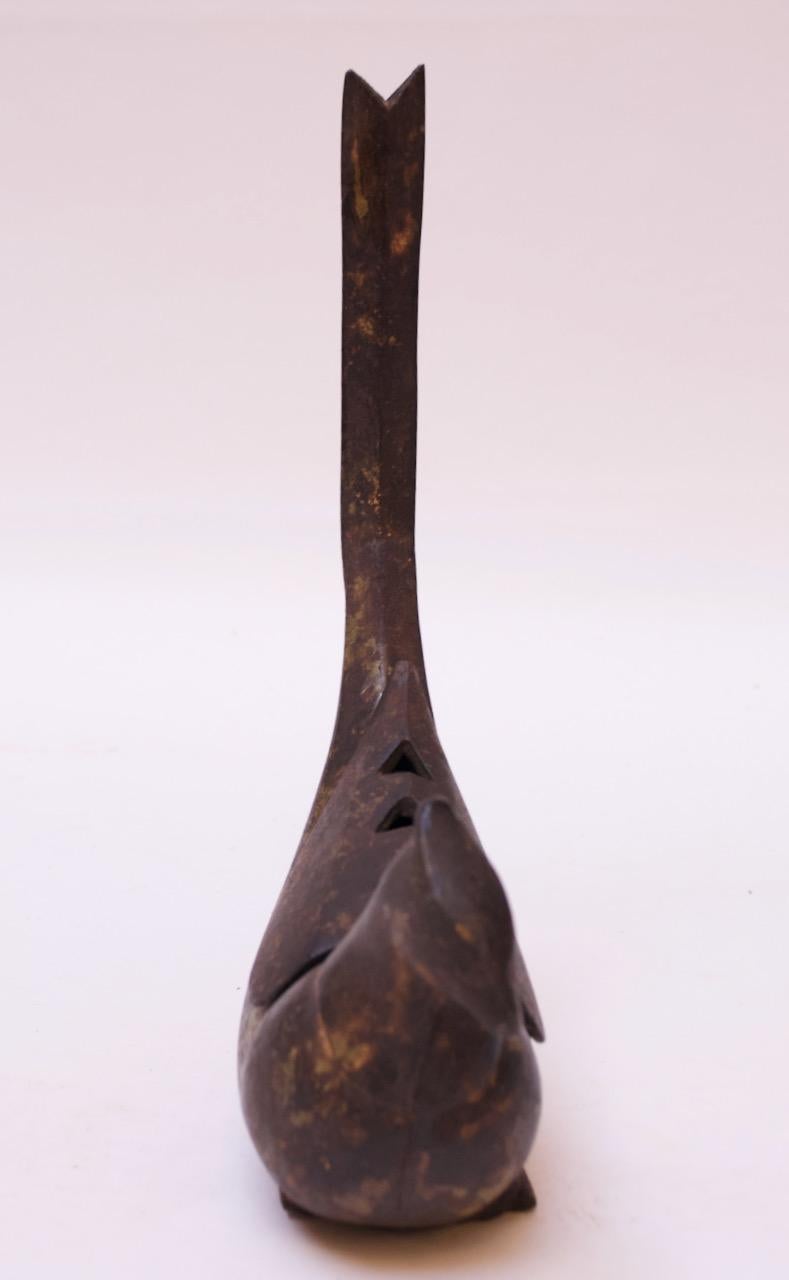 Mid-Century Modern Patinated Bronze Bird Keepsake Box / Inkwell
