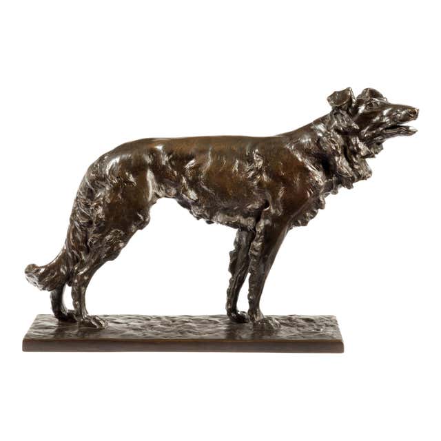 19th Century French Silver Patinated Bronze Borzoi For Sale at 1stDibs