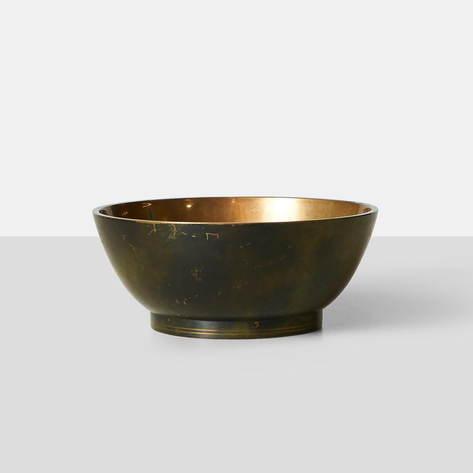 Modern Patinated Bronze Bowl by Krone Bronce For Sale