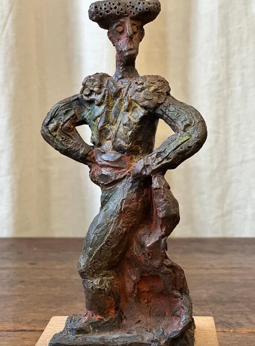 Late 20th Century Patinated Bronze Bullfight Sculpture By Josep Ricart Garriga Signed & Dated 