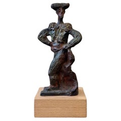 Escultura taurina de bronce patinado de Josep Ricart Garriga Firmada y fechada "PA"