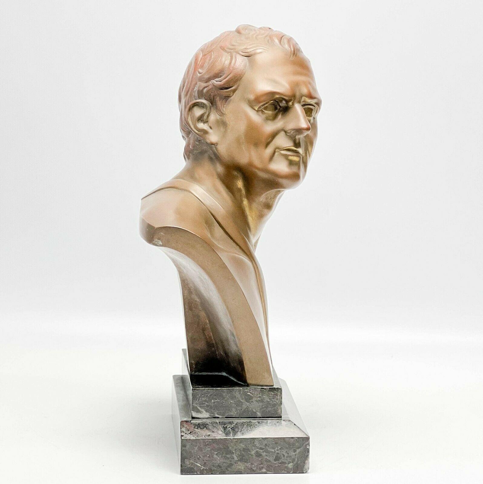 Painted Patinated Bronze Bust of a Man Likely Historical Figure, 19th Century