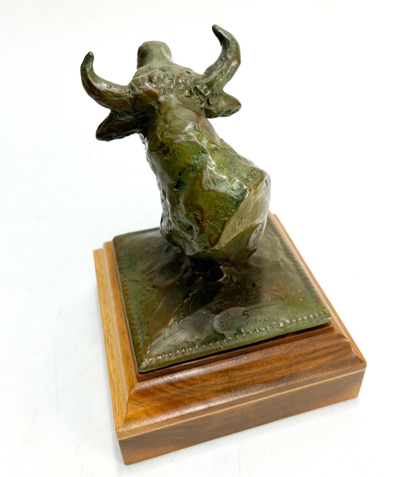 20th Century Patinated Bronze Bust Sculpture, Steer Head by Sandy Scott
