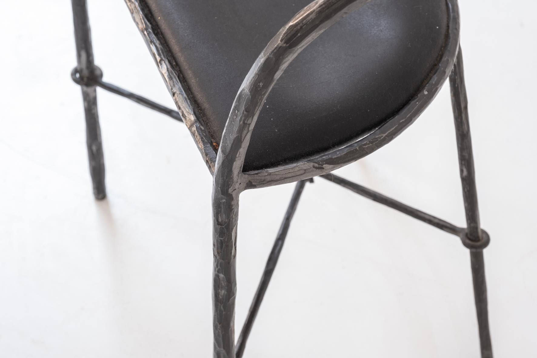 Patinated iron chair sculpted in the manner of Diego Giacometti, Italy 1980s For Sale 1