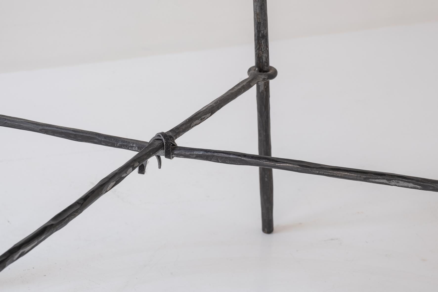 Patinated iron chair sculpted in the manner of Diego Giacometti, Italy 1980s For Sale 2