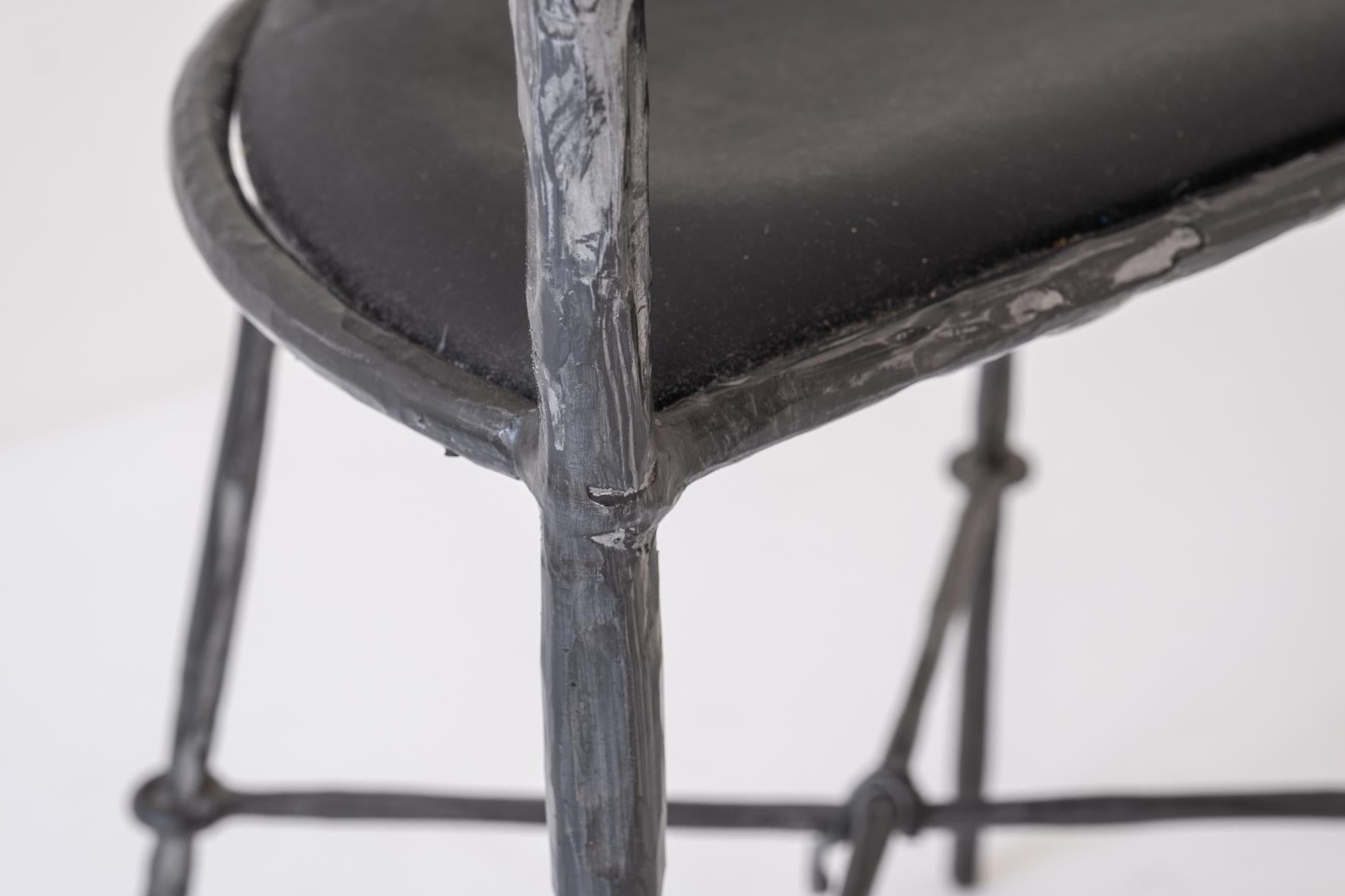 Patinated iron chair sculpted in the manner of Diego Giacometti, Italy 1980s For Sale 3