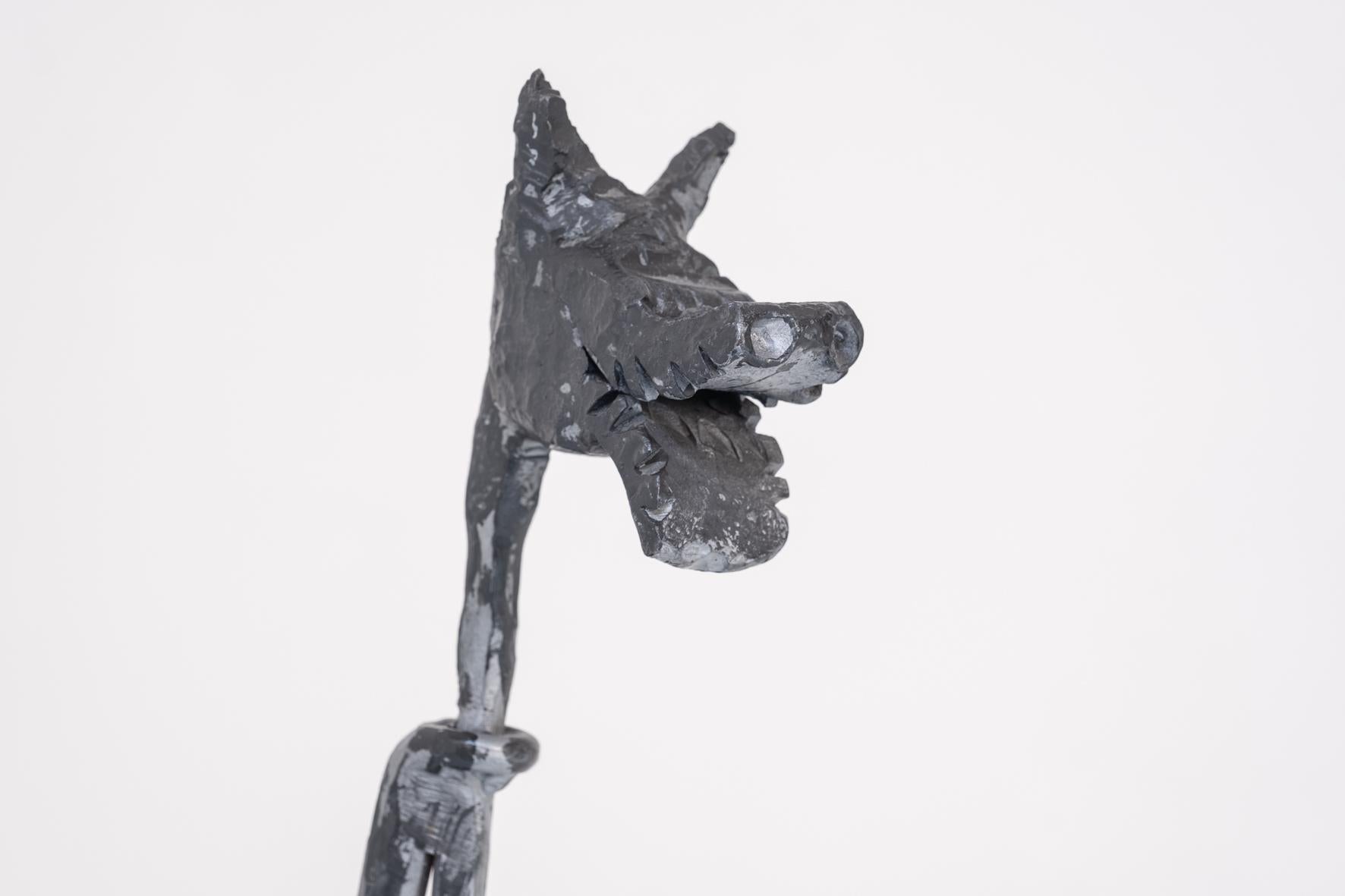 Patinated iron chair sculpted in the manner of Diego Giacometti, Italy 1980s For Sale 6