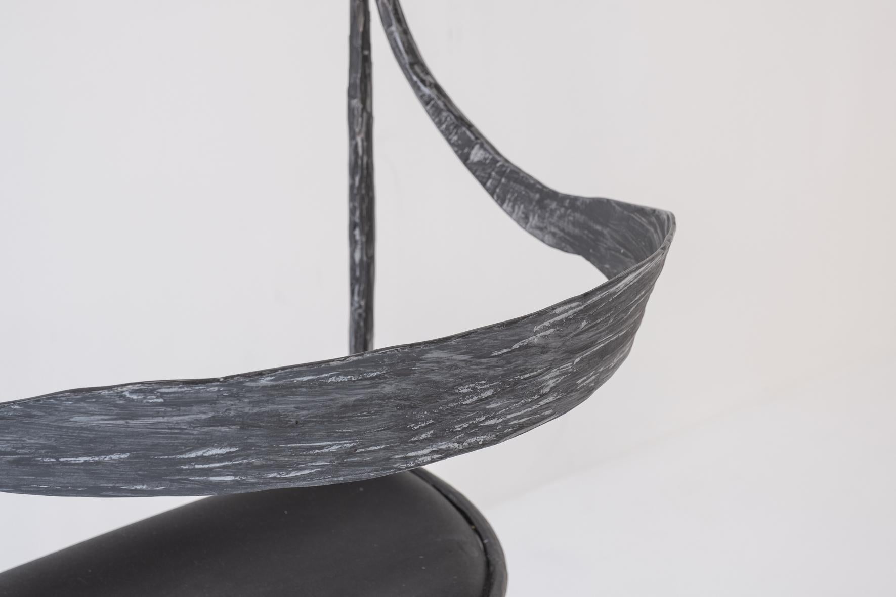 Italian Patinated iron chair sculpted in the manner of Diego Giacometti, Italy 1980s For Sale