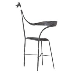 Patinated iron chair sculpted in the manner of Diego Giacometti, Italy 1980s