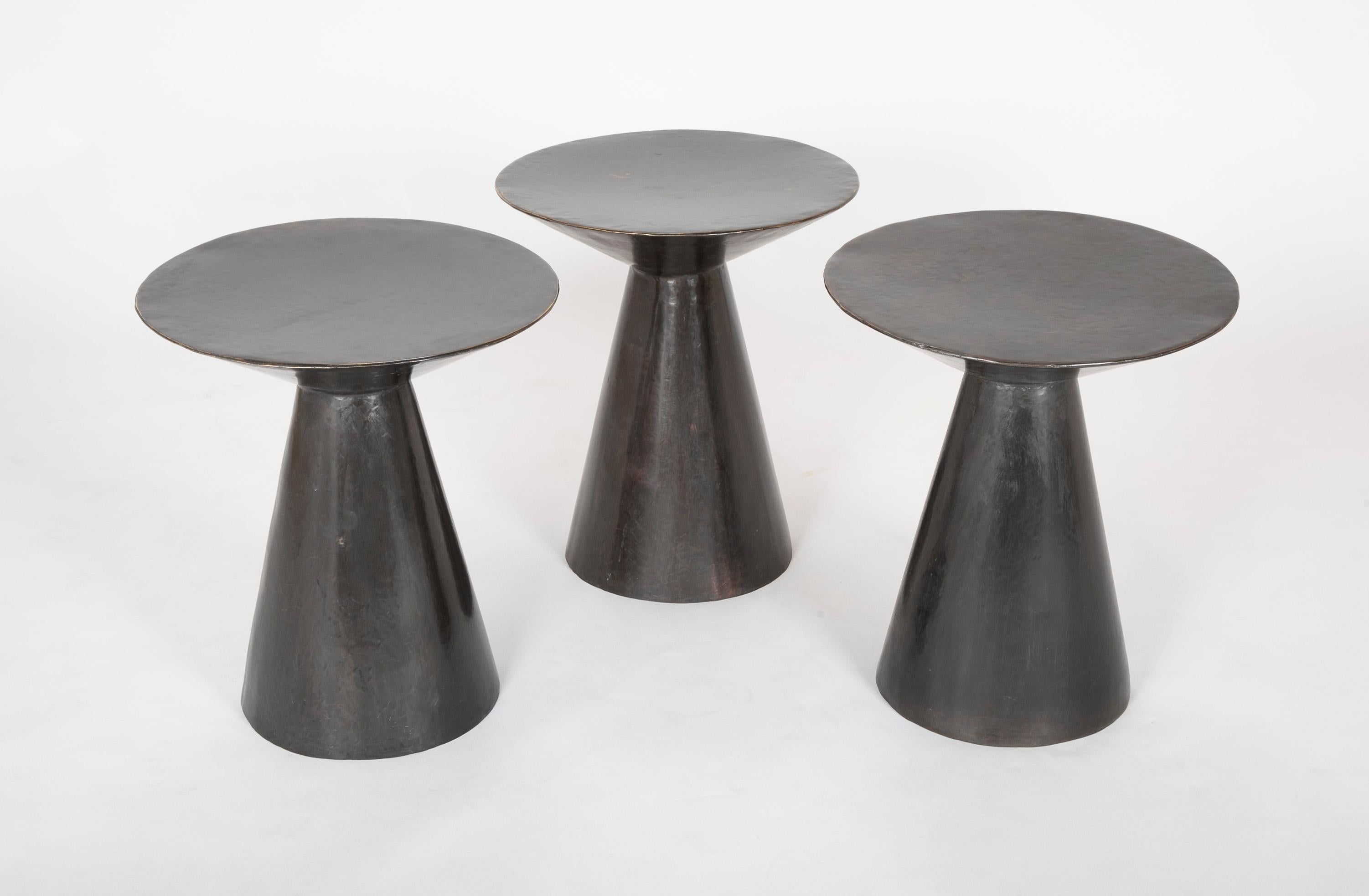 Modern Patinated Bronze Conical side Tables Sold Individually