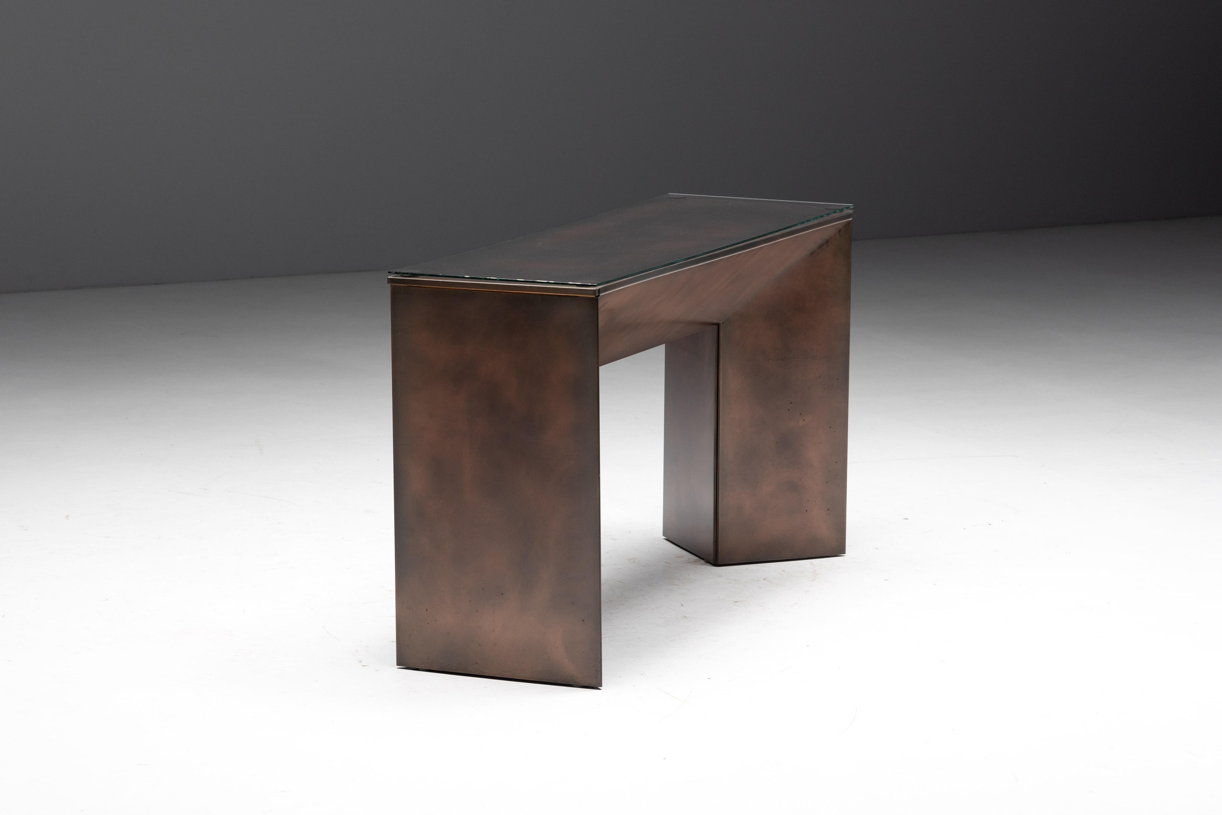 Tavolo consolle in bronzo patinato di Belgochrom, Belgio, anni '70 in vendita 9