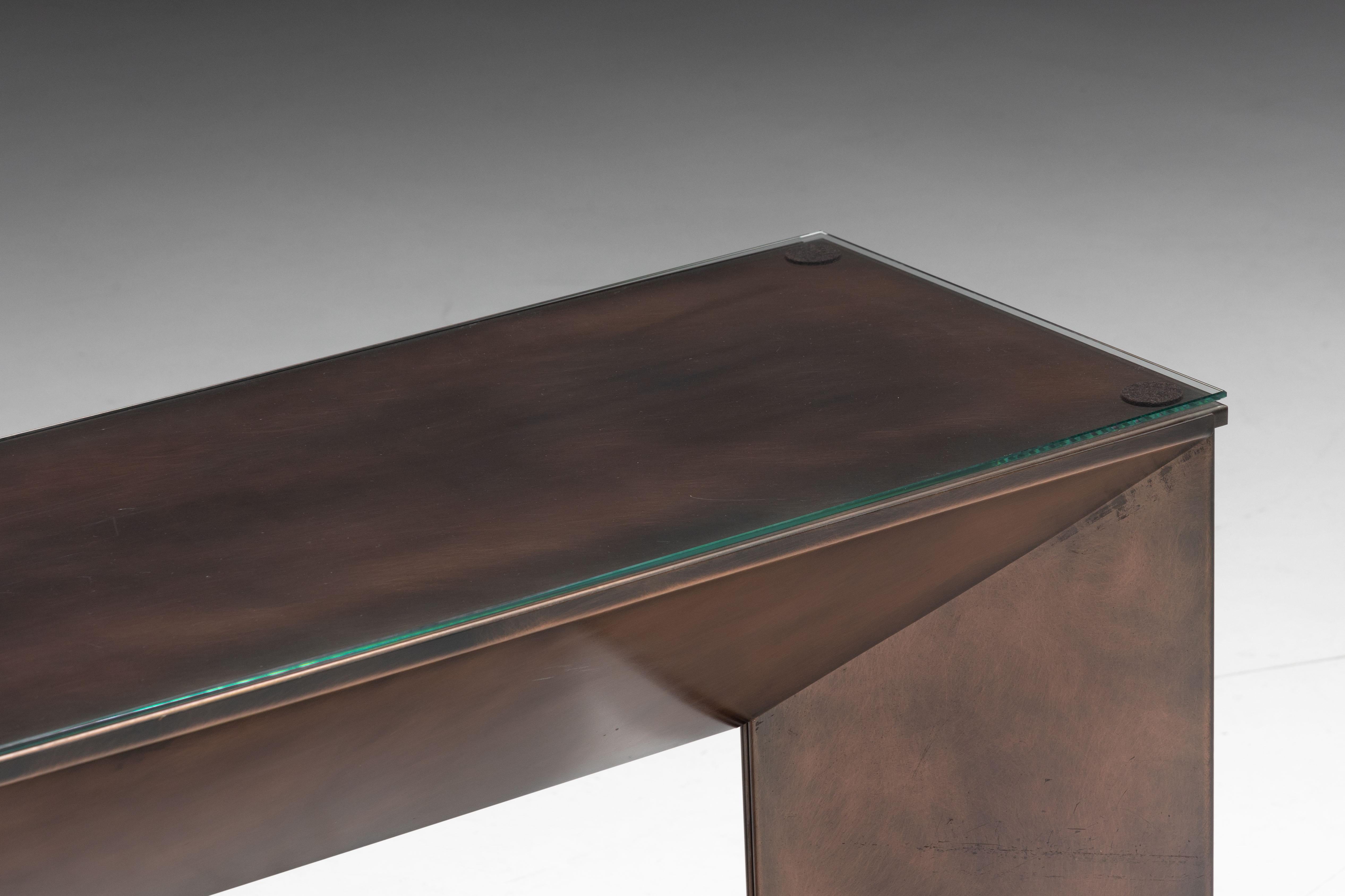 Tavolo consolle in bronzo patinato di Belgochrom, Belgio, anni '70 in vendita 10