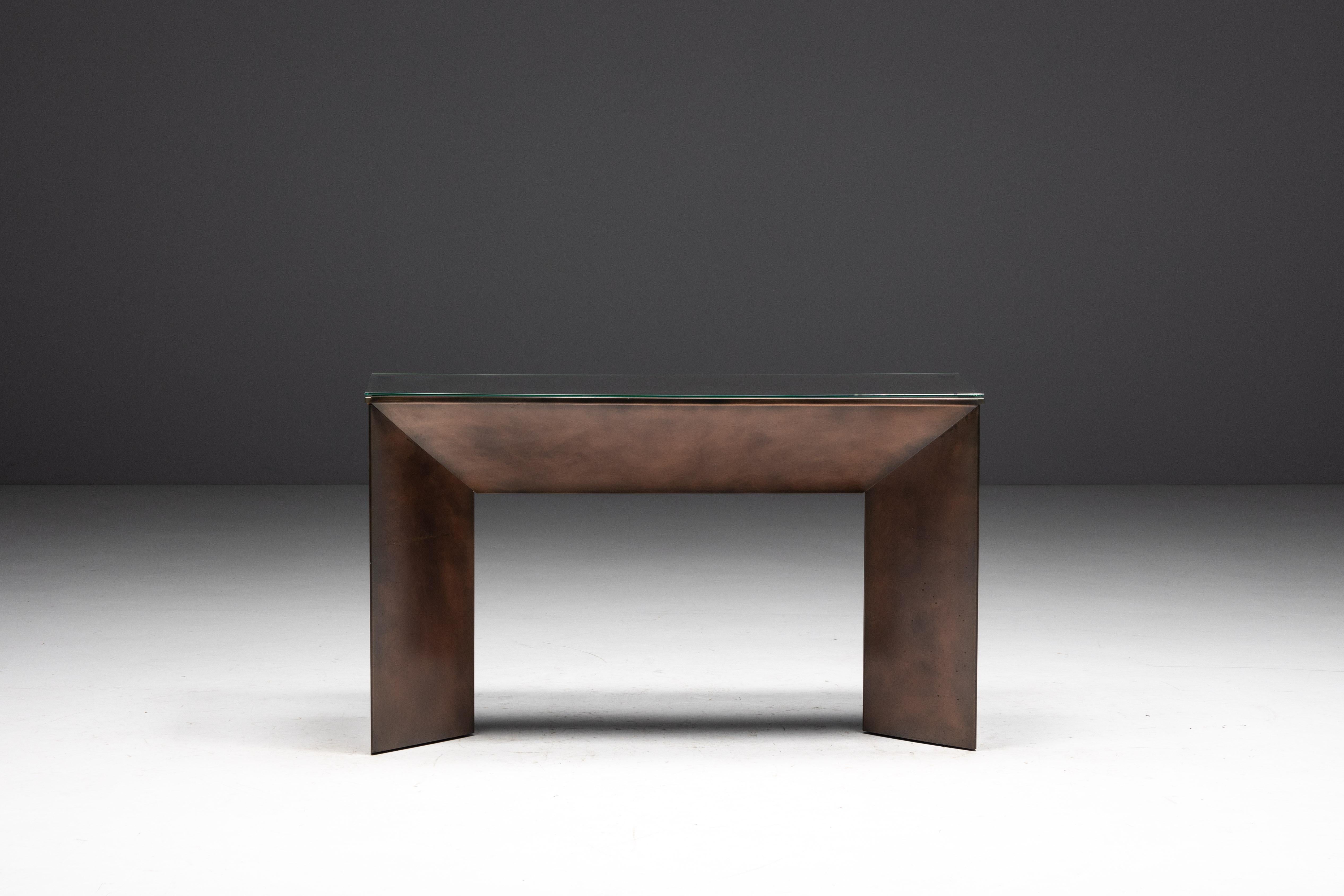 Tavolo consolle in bronzo patinato di Belgochrom, Belgio, anni '70 in vendita 11