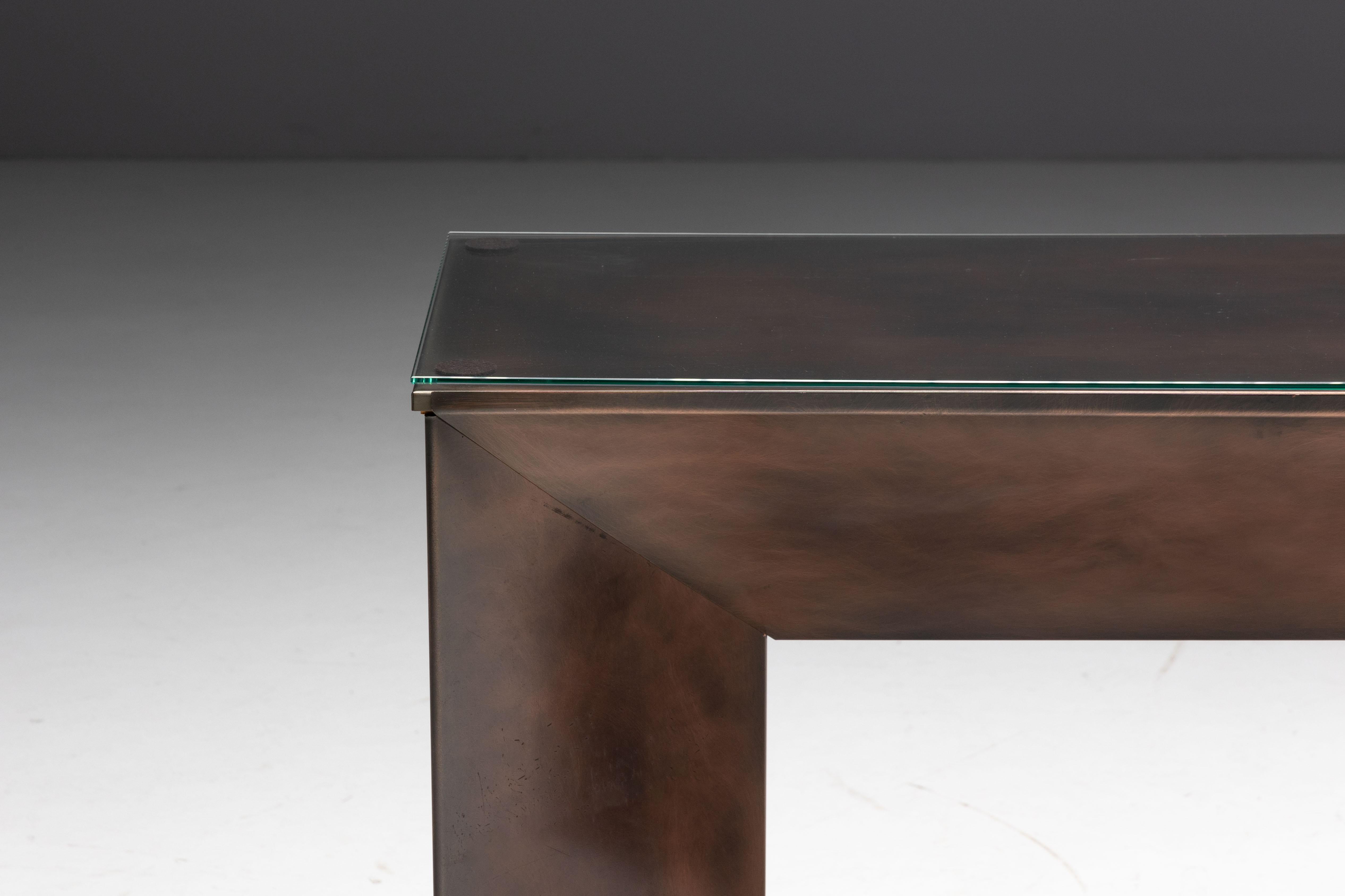 Tavolo consolle in bronzo patinato di Belgochrom, Belgio, anni '70 in vendita 12