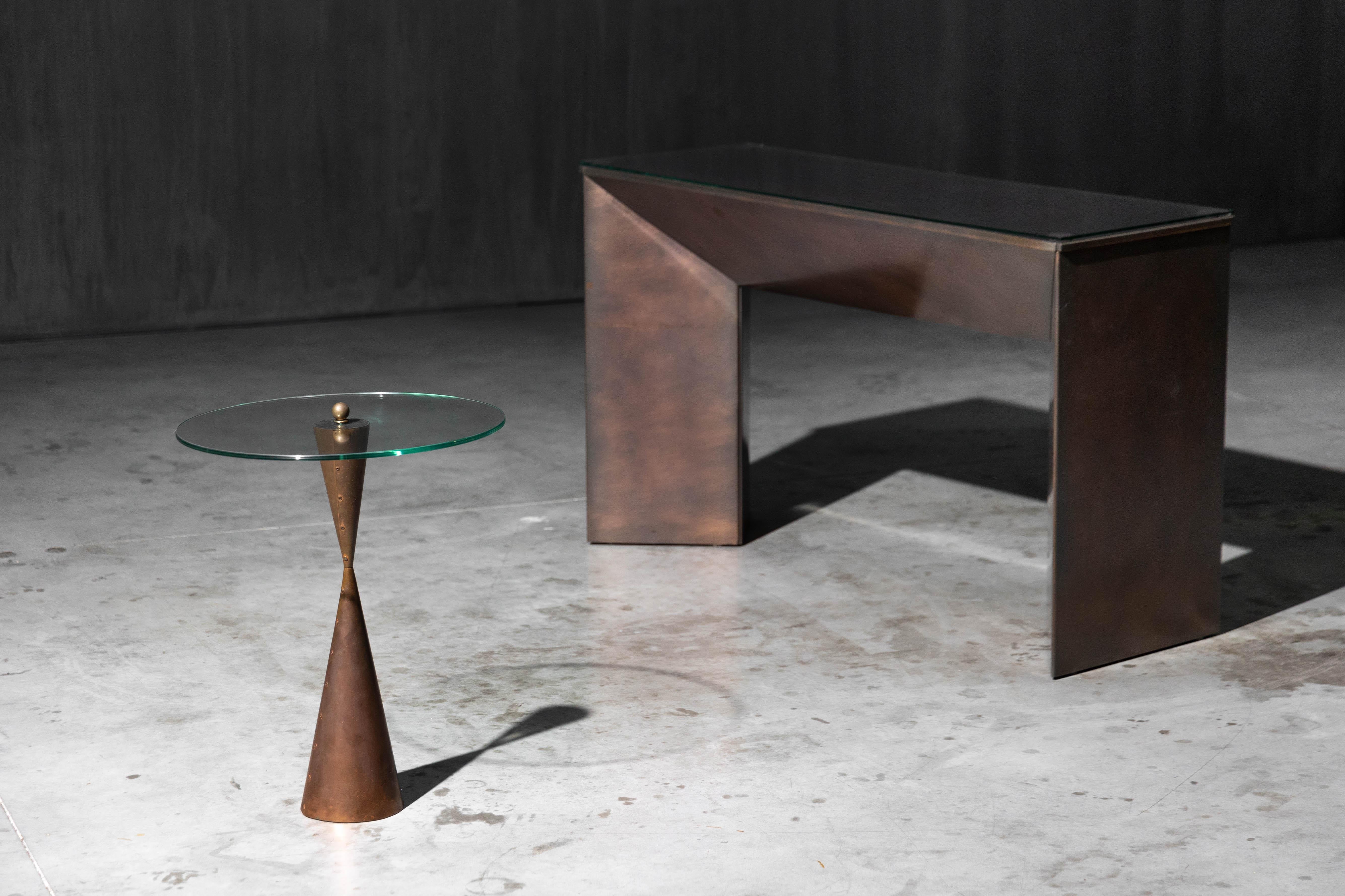 Mid-Century moderno Tavolo consolle in bronzo patinato di Belgochrom, Belgio, anni '70 in vendita