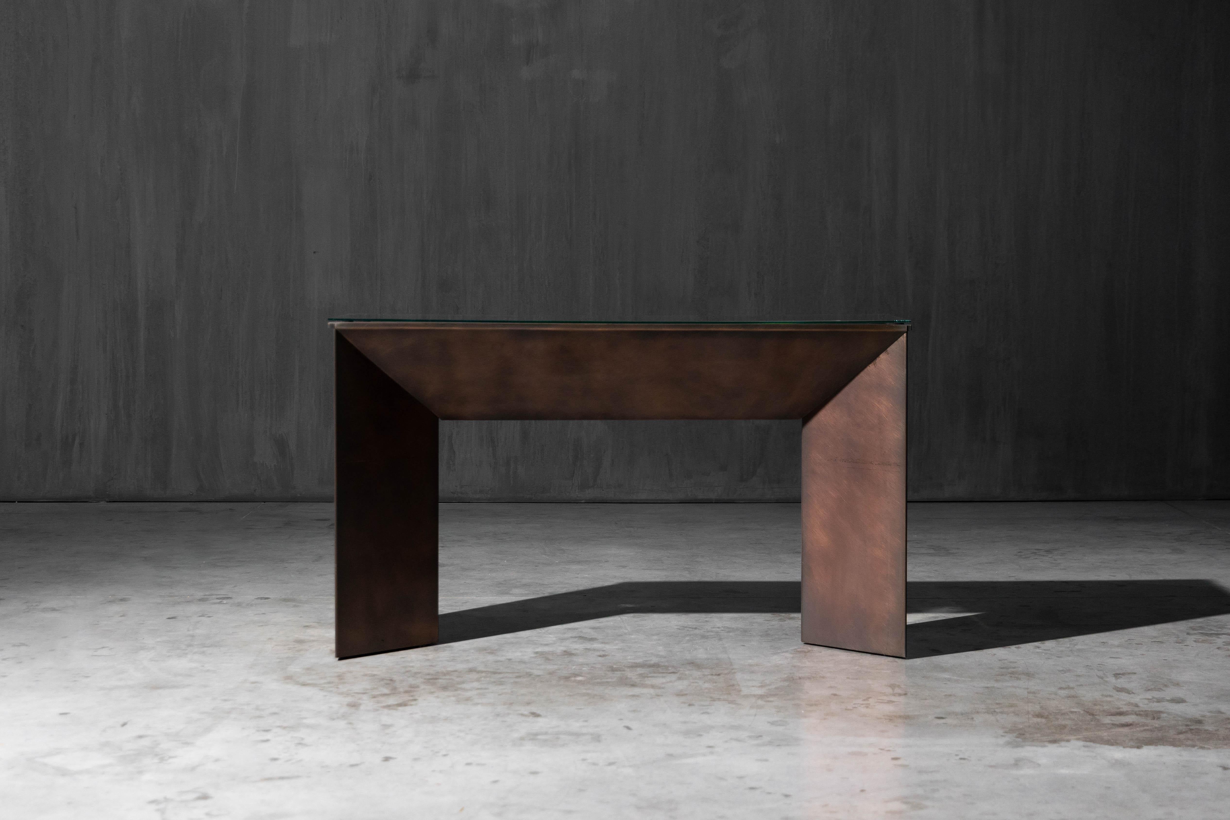 Tavolo consolle in bronzo patinato di Belgochrom, Belgio, anni '70 In condizioni buone in vendita a Antwerp, BE