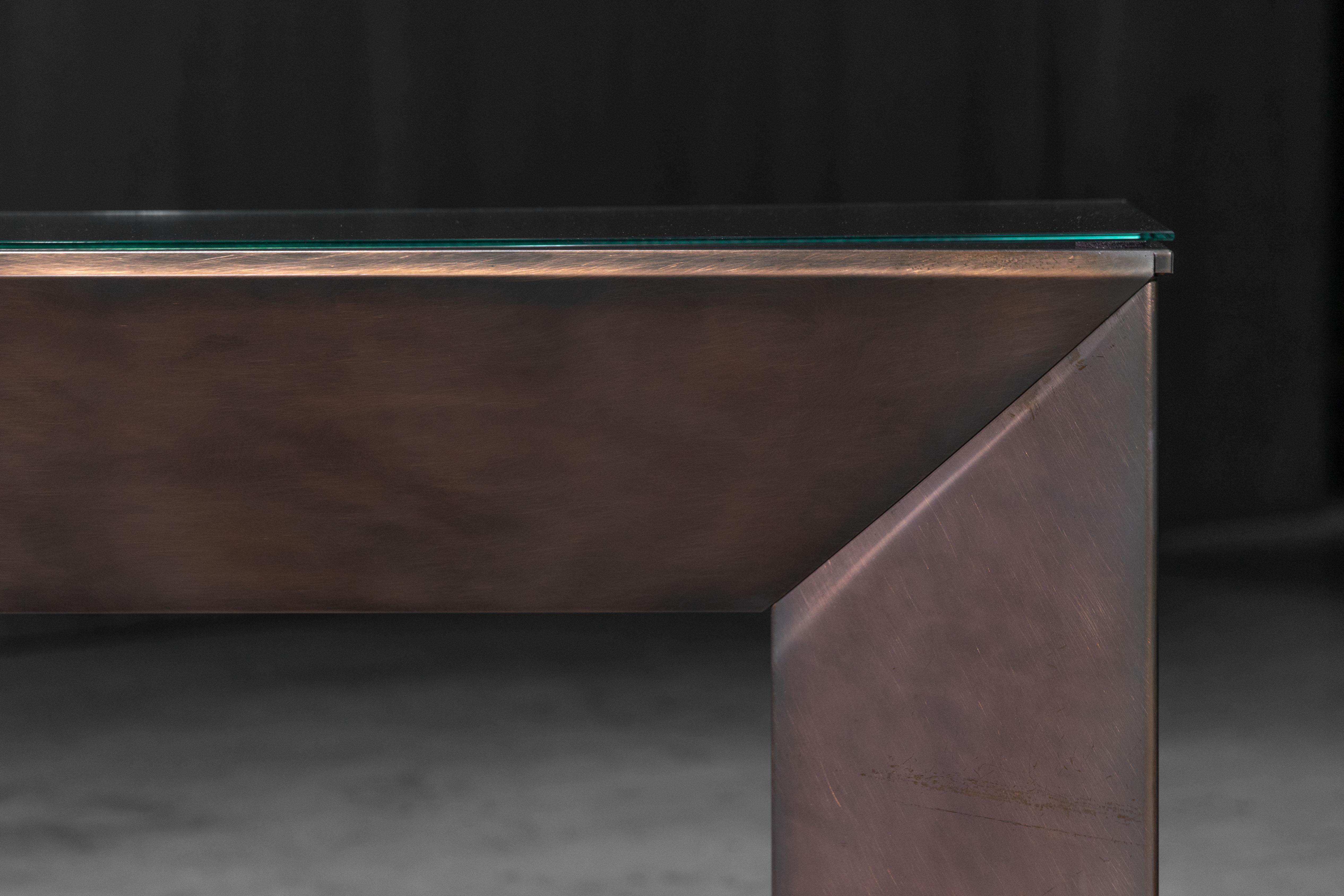 Fine XX secolo Tavolo consolle in bronzo patinato di Belgochrom, Belgio, anni '70 in vendita