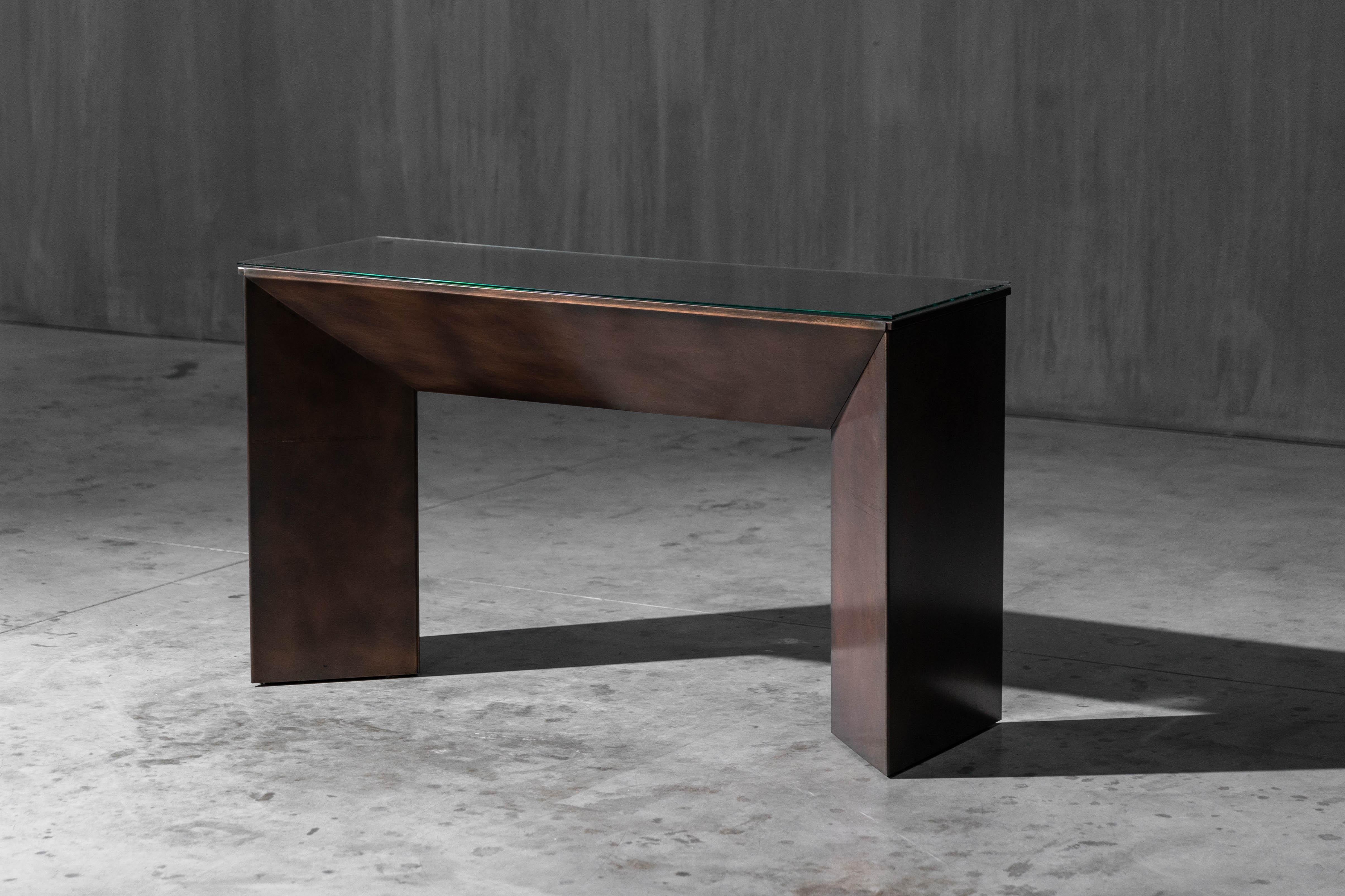 Metallo Tavolo consolle in bronzo patinato di Belgochrom, Belgio, anni '70 in vendita