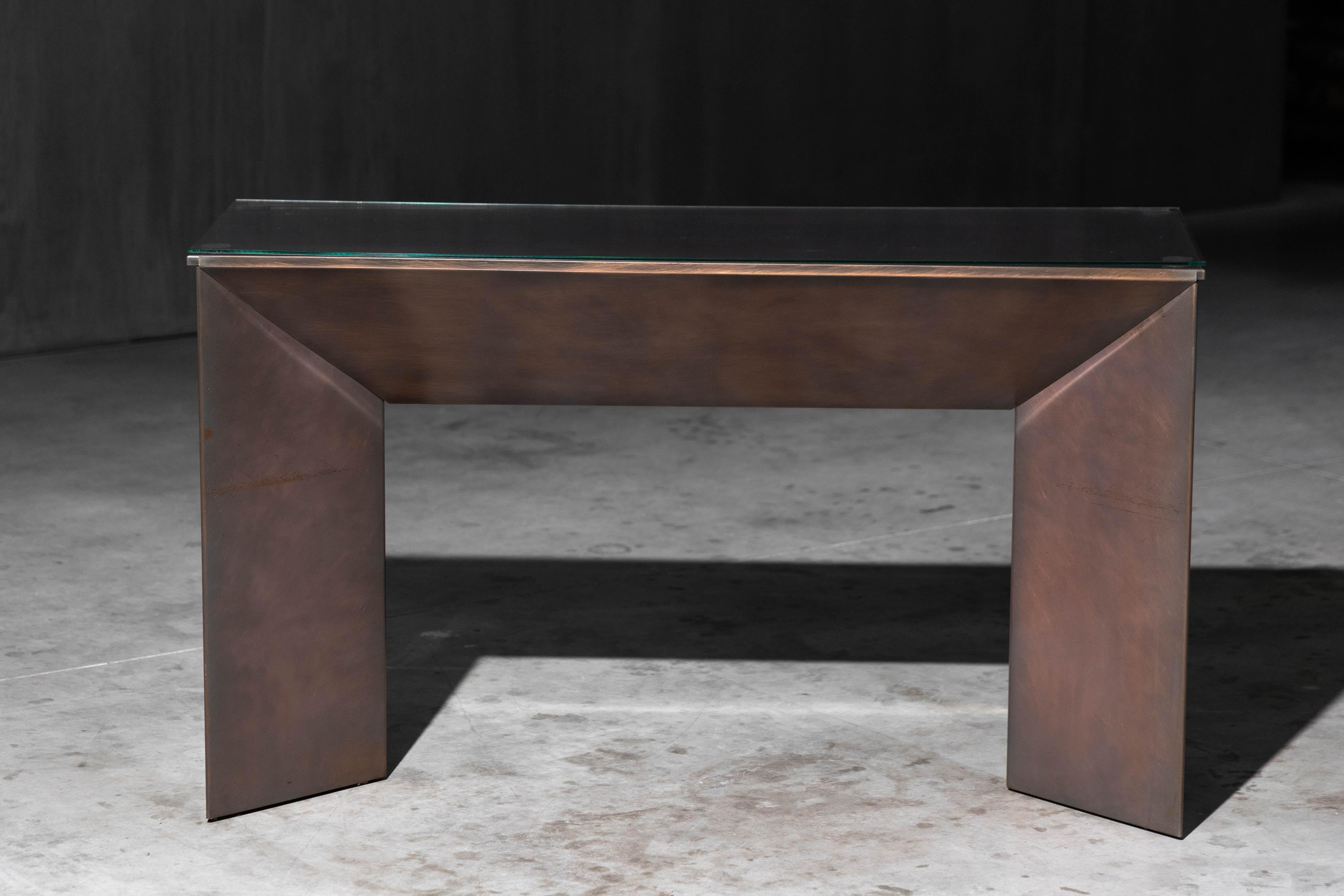 Tavolo consolle in bronzo patinato di Belgochrom, Belgio, anni '70 in vendita 2