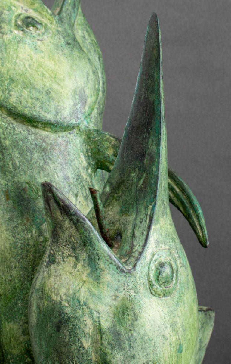 20th Century Patinated Bronze Dolphin Fountain, 20th C.