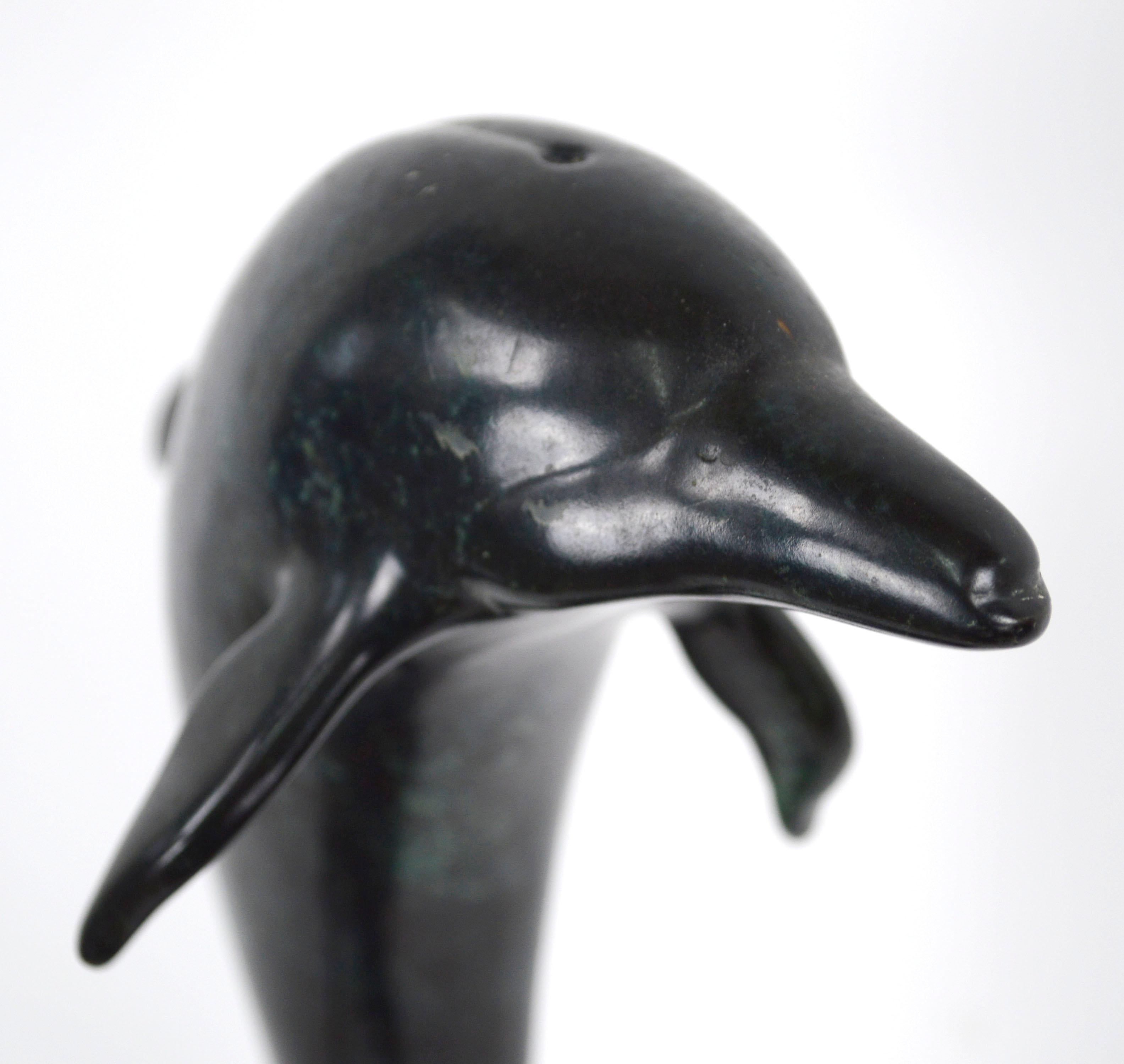 Contemporary Patinated Bronze Dolphin Sculpture 3