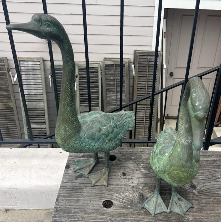 Adirondack Patinated Bronze Ducks - Pair