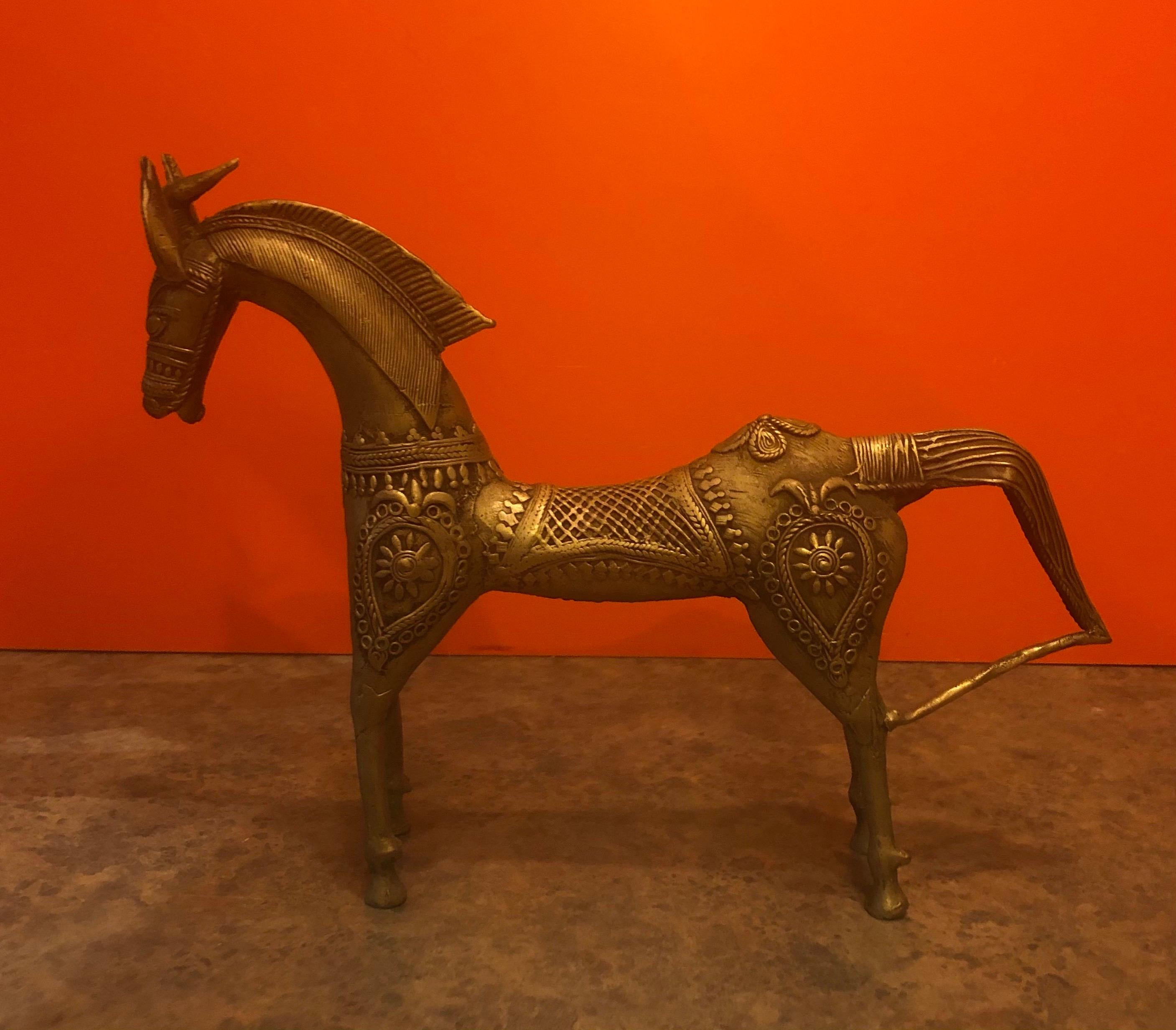 American Patinated Bronze Etruscan Horse Sculpture in the Style of Frederic Weinberg