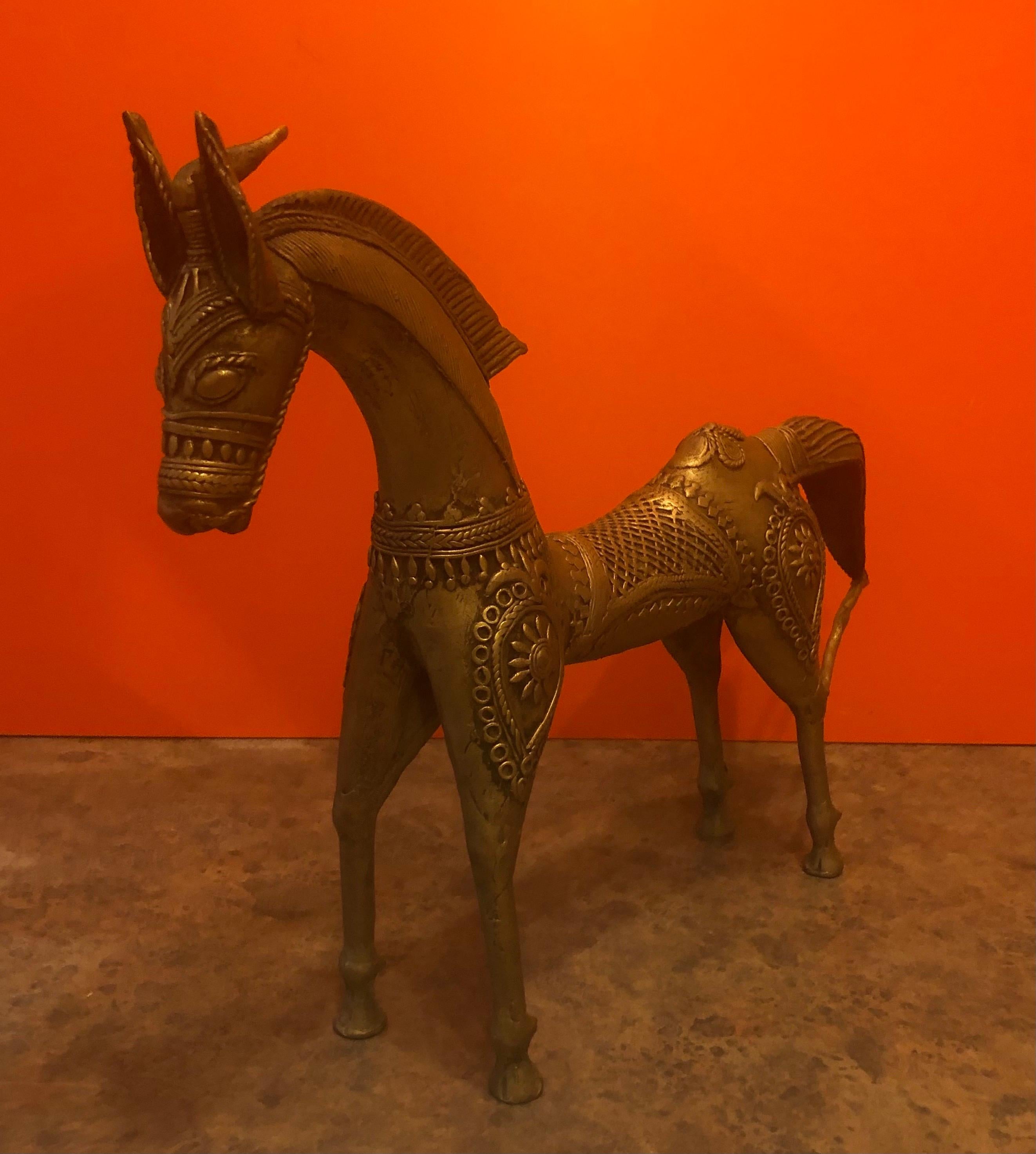 20th Century Patinated Bronze Etruscan Horse Sculpture in the Style of Frederic Weinberg