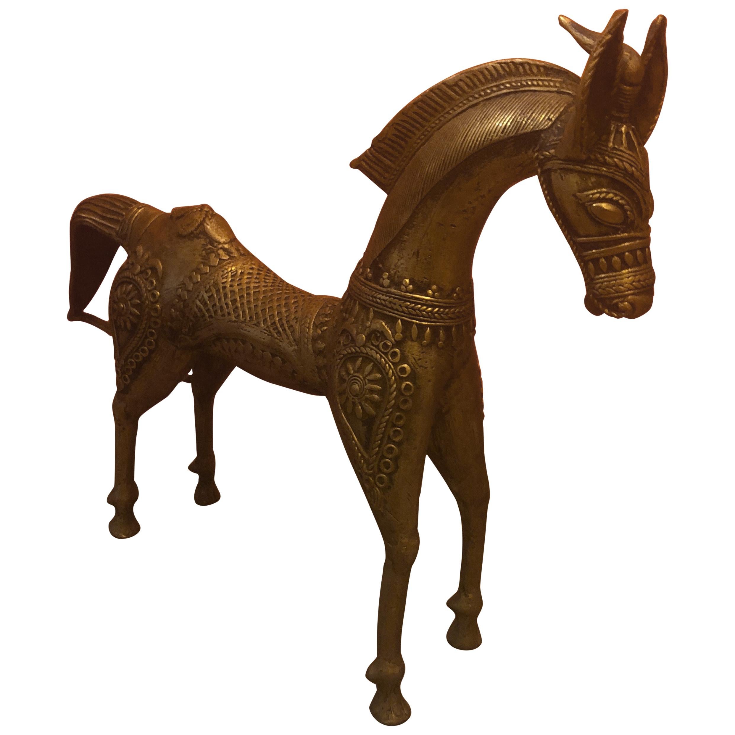 Patinated Bronze Etruscan Horse Sculpture in the Style of Frederic Weinberg