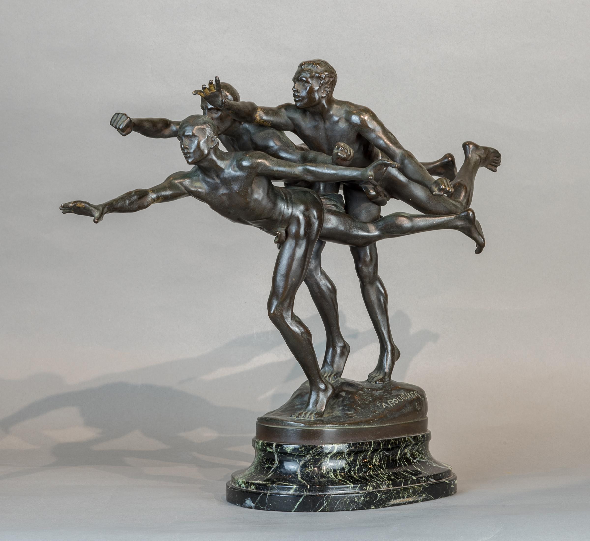 A fine patinated bronze figural group sculpture entitled 