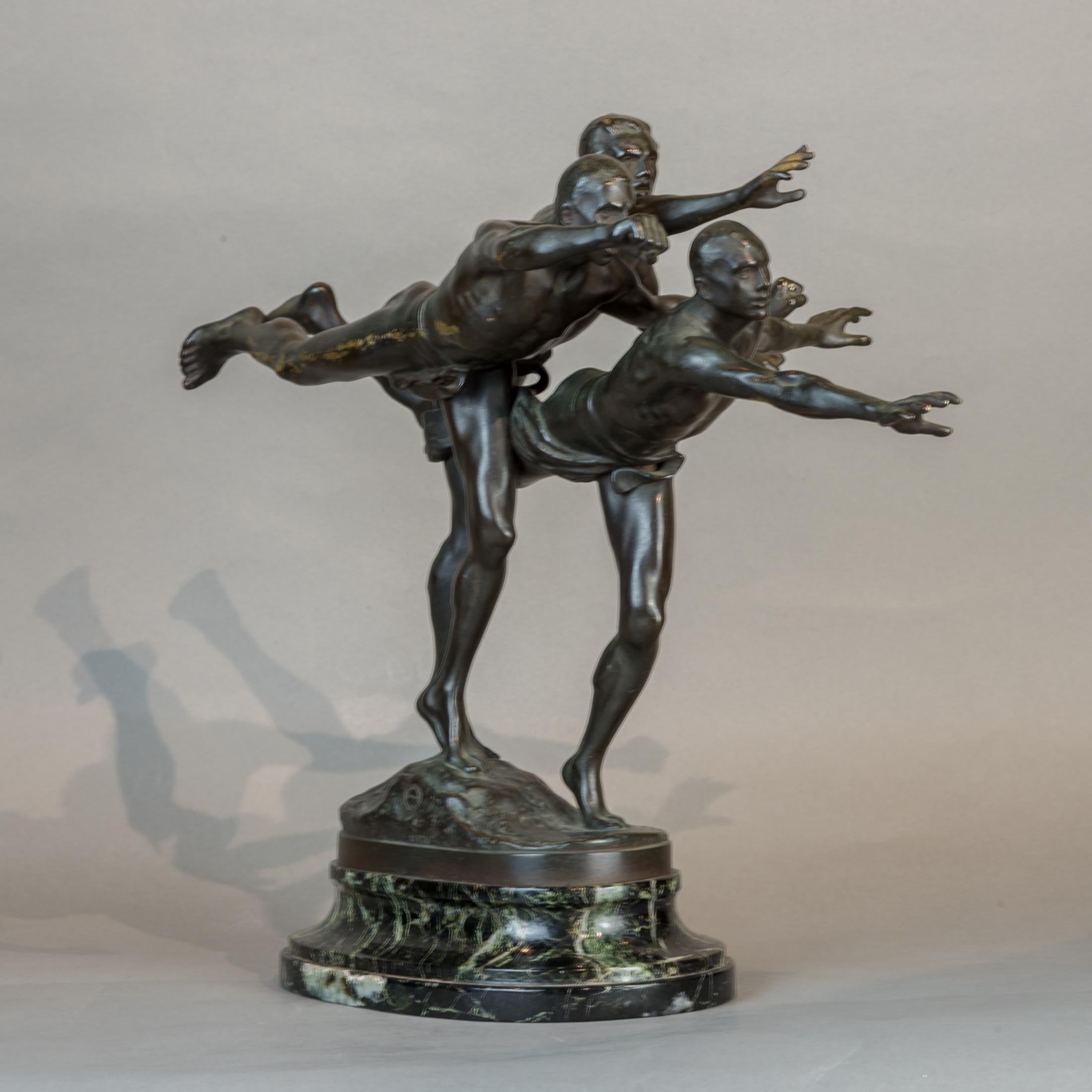 French Patinated Bronze Figural Group Sculpture by Alfred Boucher