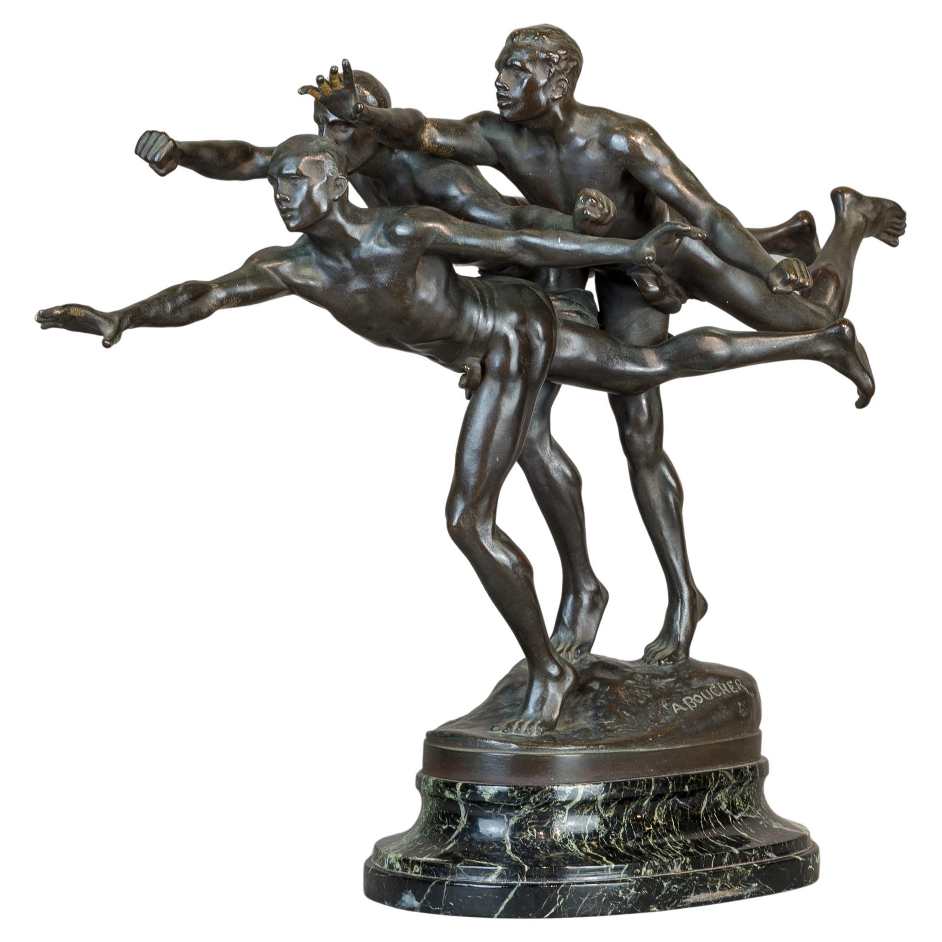 Patinated Bronze Figural Group Sculpture by Alfred Boucher