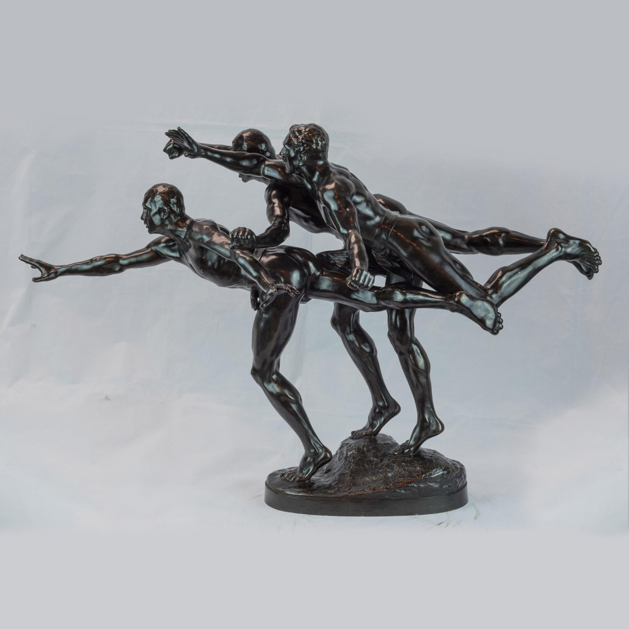 Patinated Bronze Figural Group Sculpture Entitled 