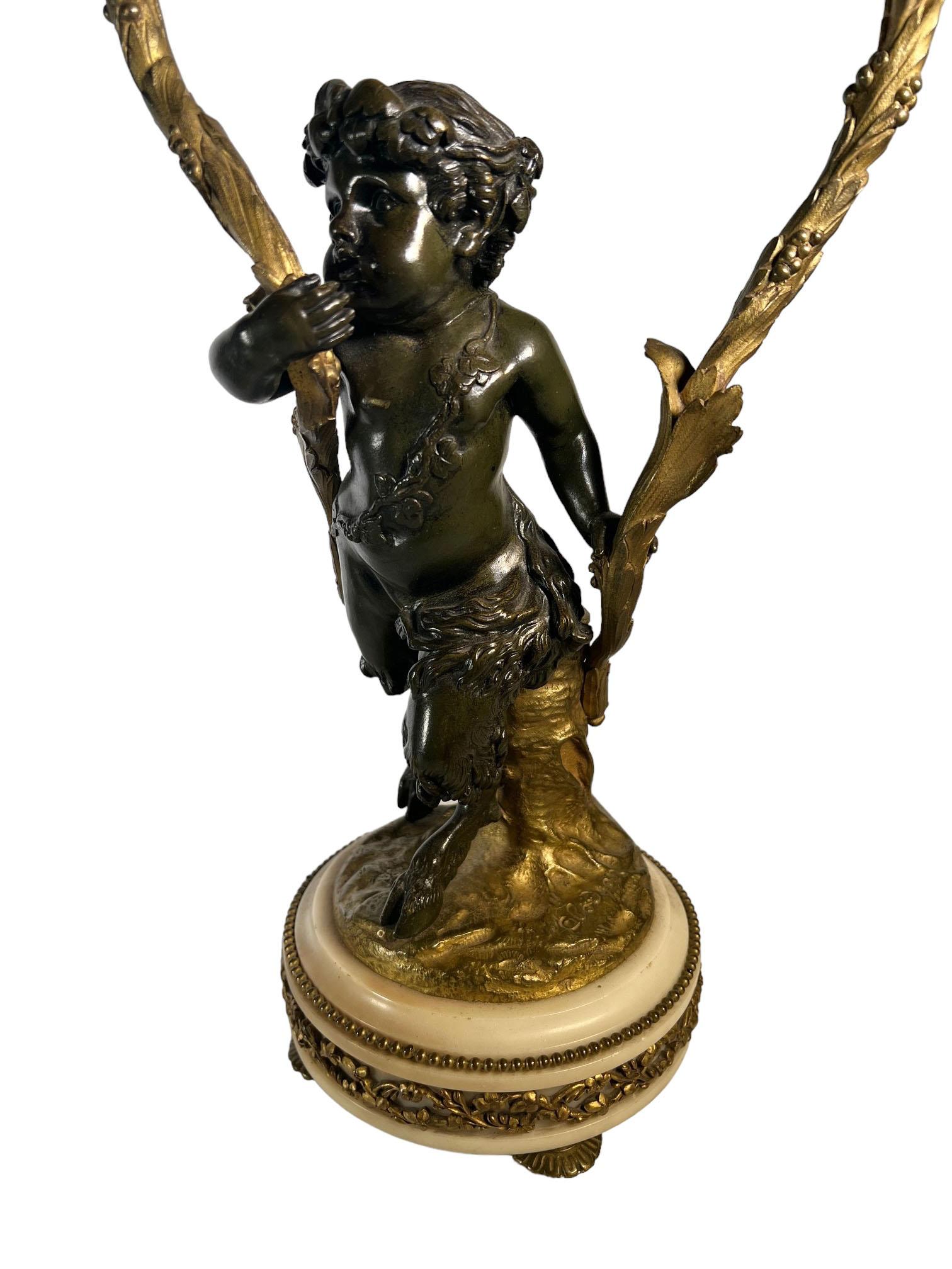Metà XIX secolo Candelabri con putti figurativi in bronzo patinato in vendita
