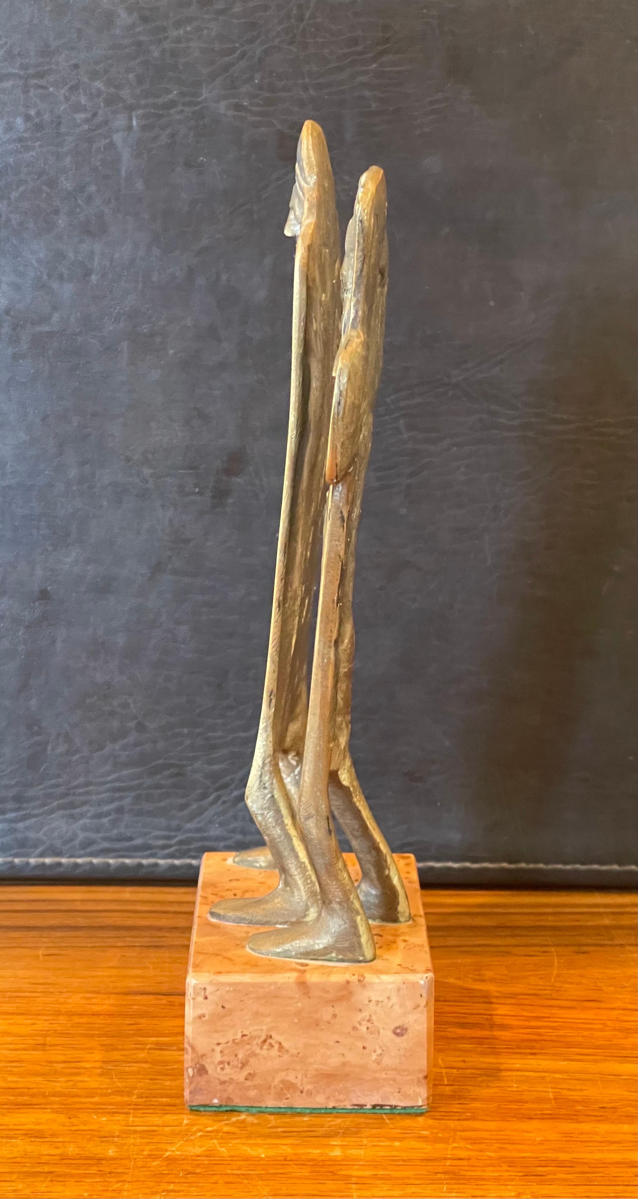 20th Century Patinated Bronze Figurative Sculpture on Marble Base For Sale