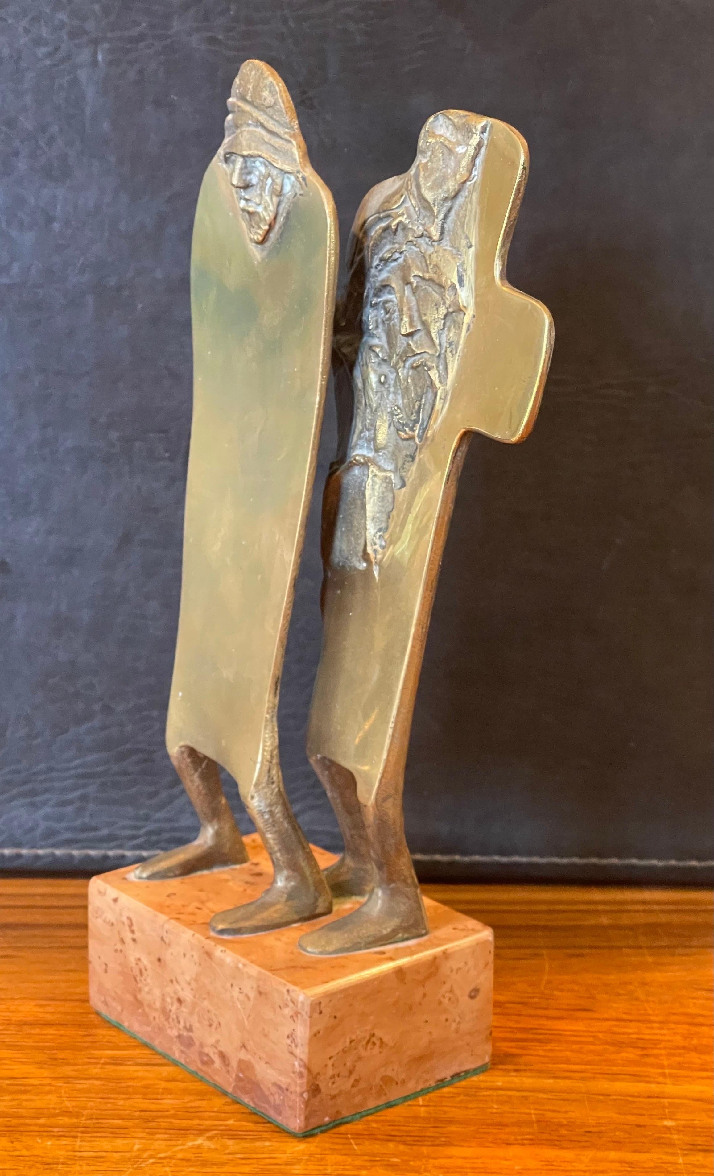 Patinated Bronze Figurative Sculpture on Marble Base For Sale 1