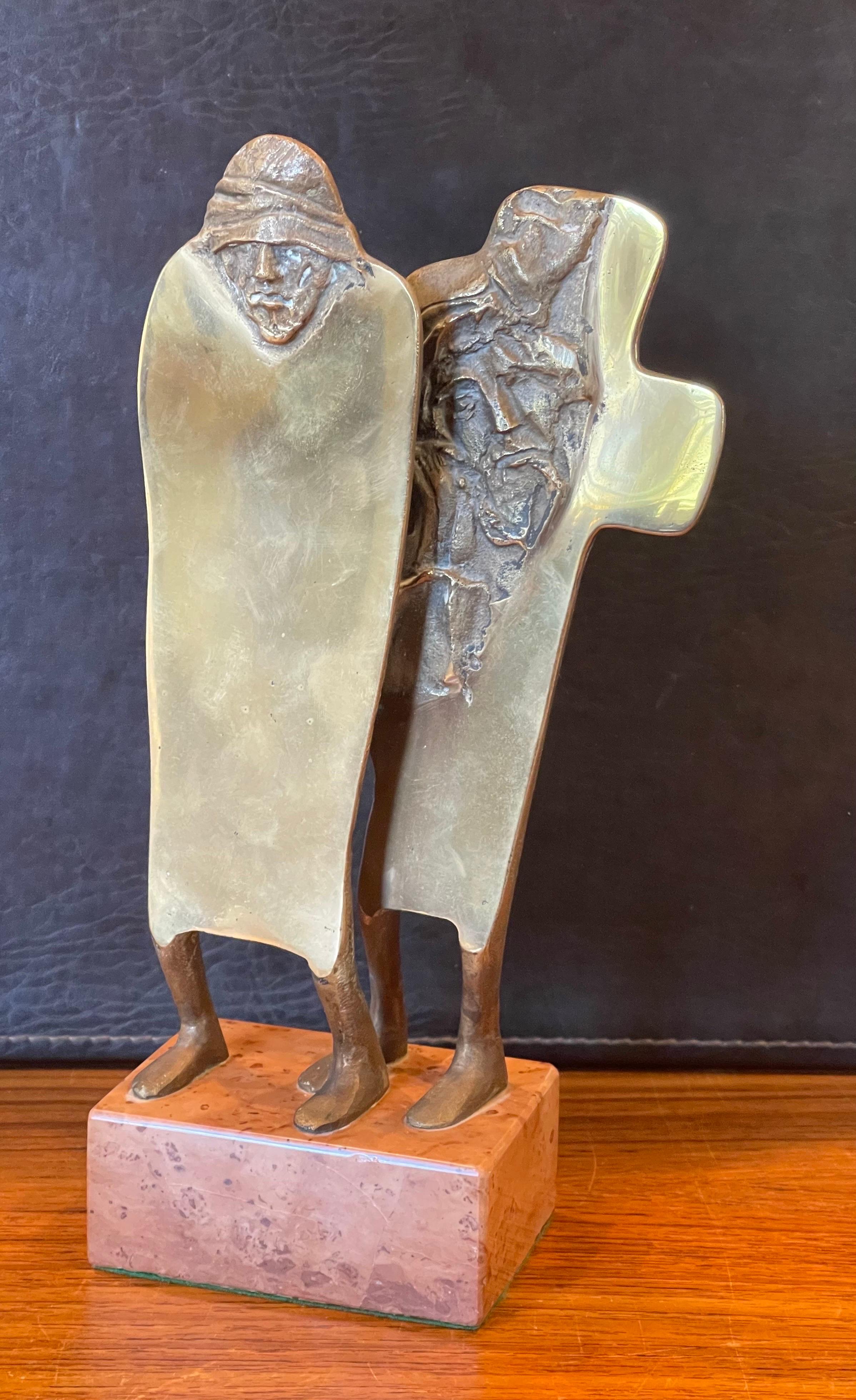 Patinated Bronze Figurative Sculpture on Marble Base For Sale 2