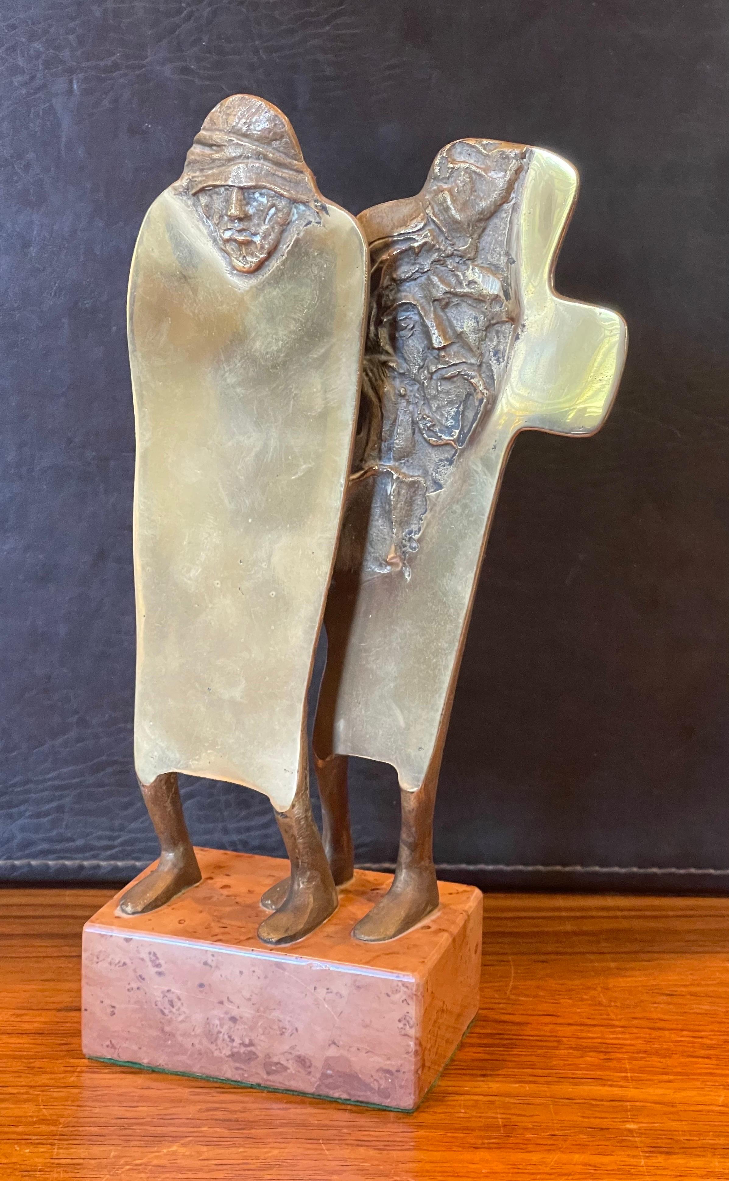 Patinated Bronze Figurative Sculpture on Marble Base For Sale 3
